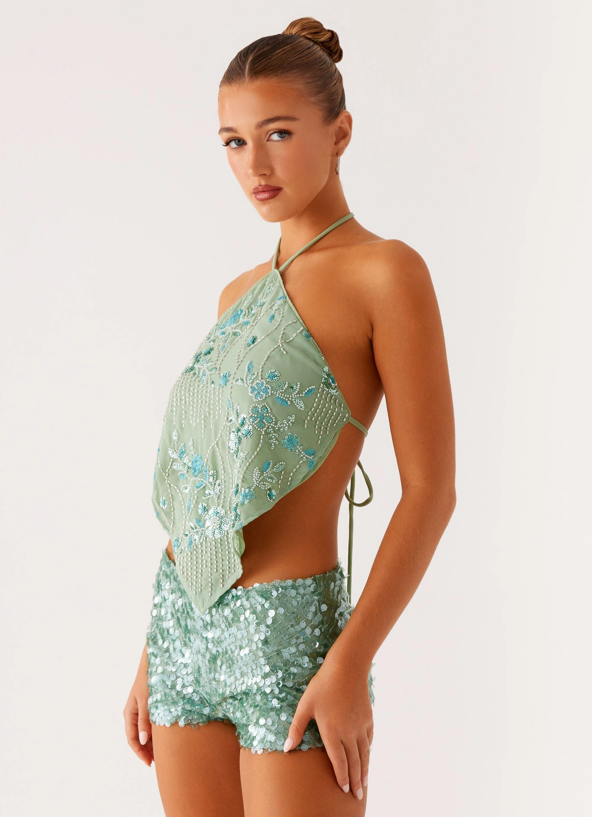 Jonti Halterneck Top - Mint Stylish Tank Hypoallergenic Textile