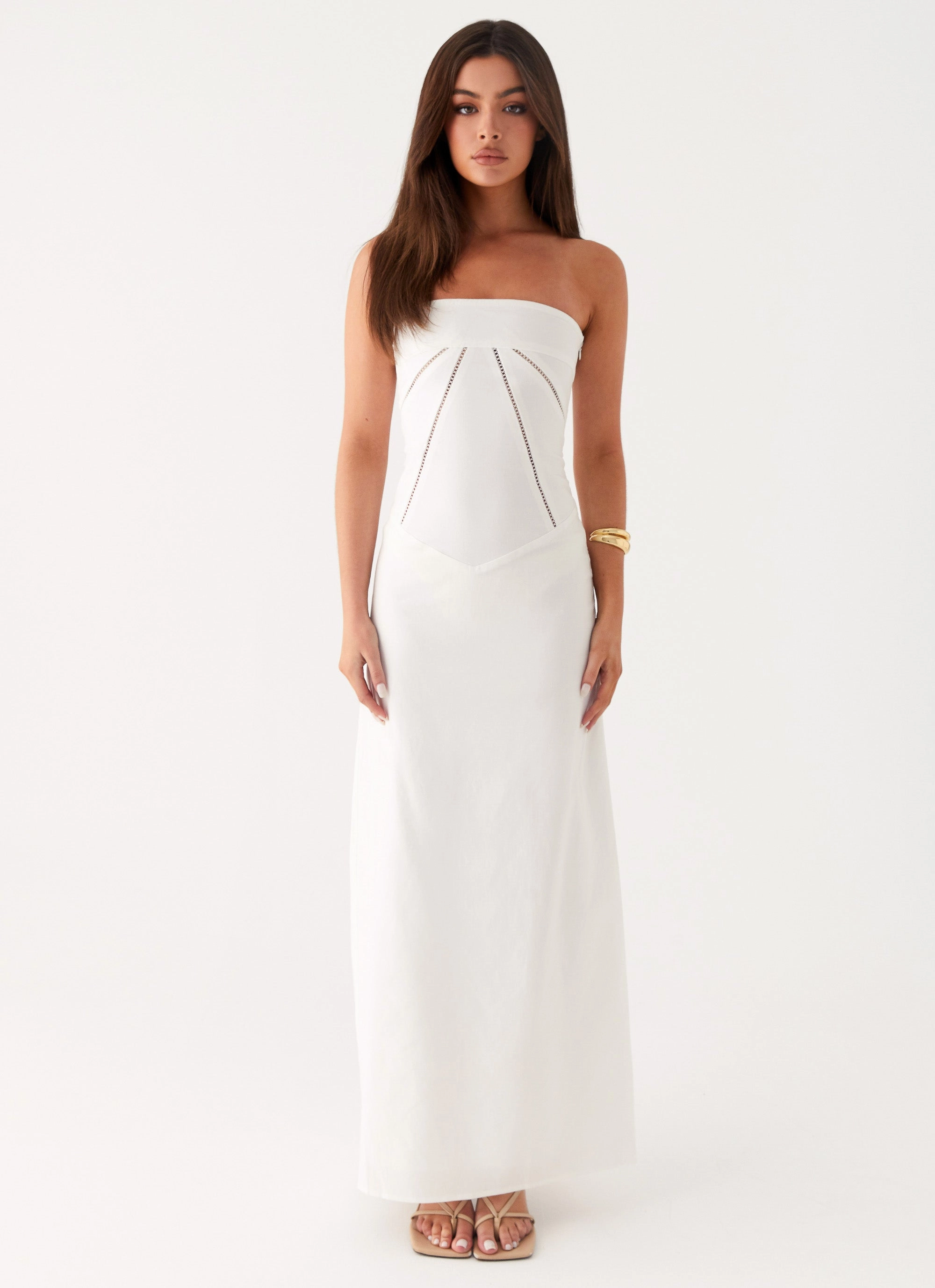 Cerisa Linen Maxi Dress - White Date Ready Chic Comfort Look