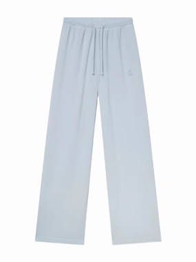 Drawstring Wide Leg Sweatpant in Dusty Blue Flex Fit