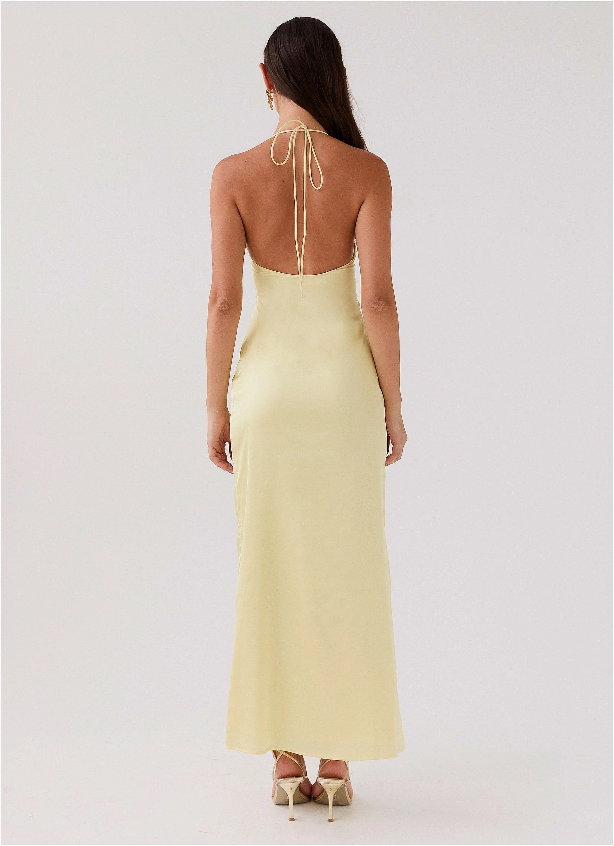 Dream Sight Lace Satin Maxi Dress - Lemon Timeless Look Wear Soft color