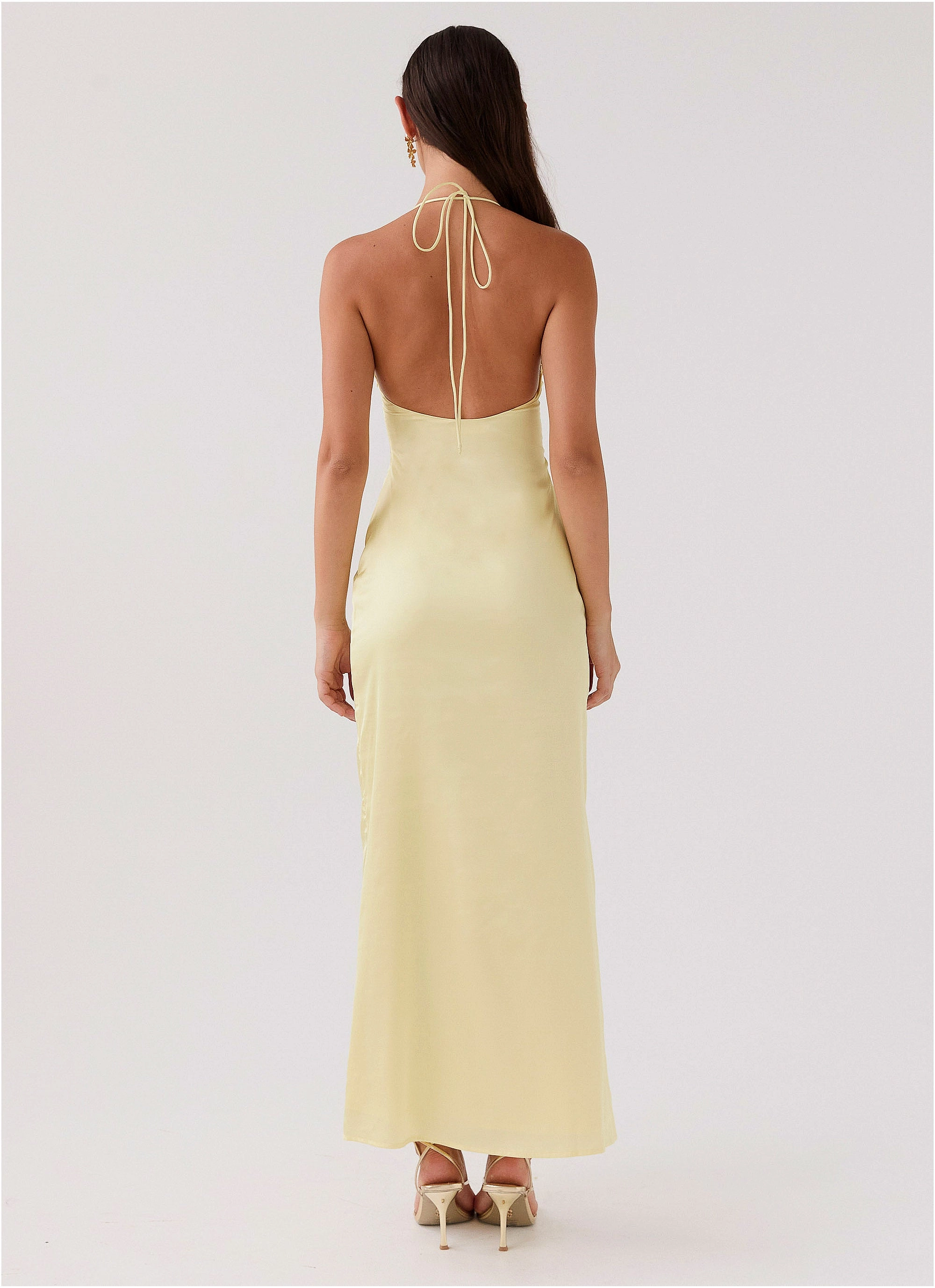 Dream Sight Lace Satin Maxi Dress - Lemon Sophisticated Touch