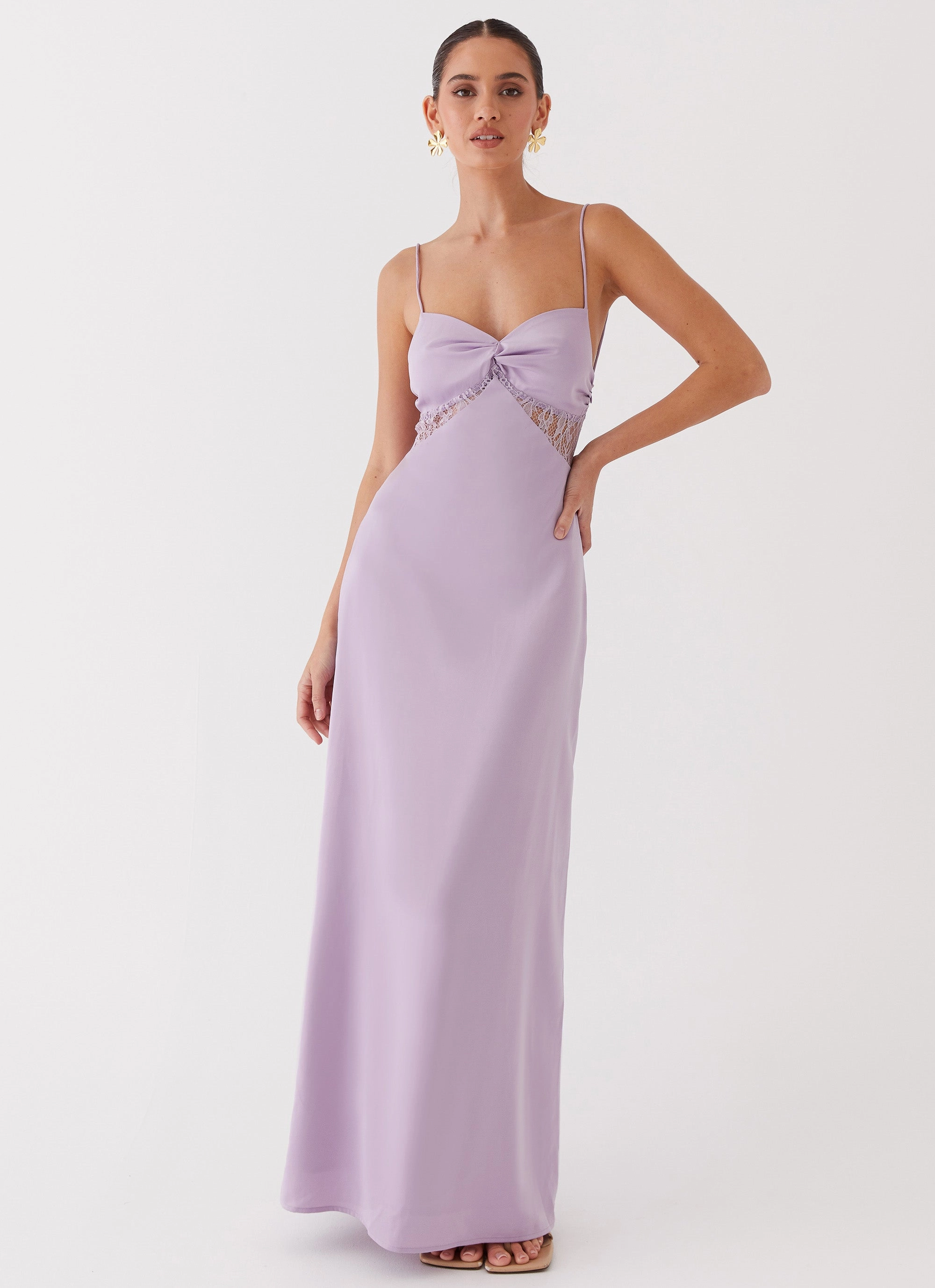 Dream Sight Lace Satin Maxi Dress - Lilac Classic Layers Comfy Layers