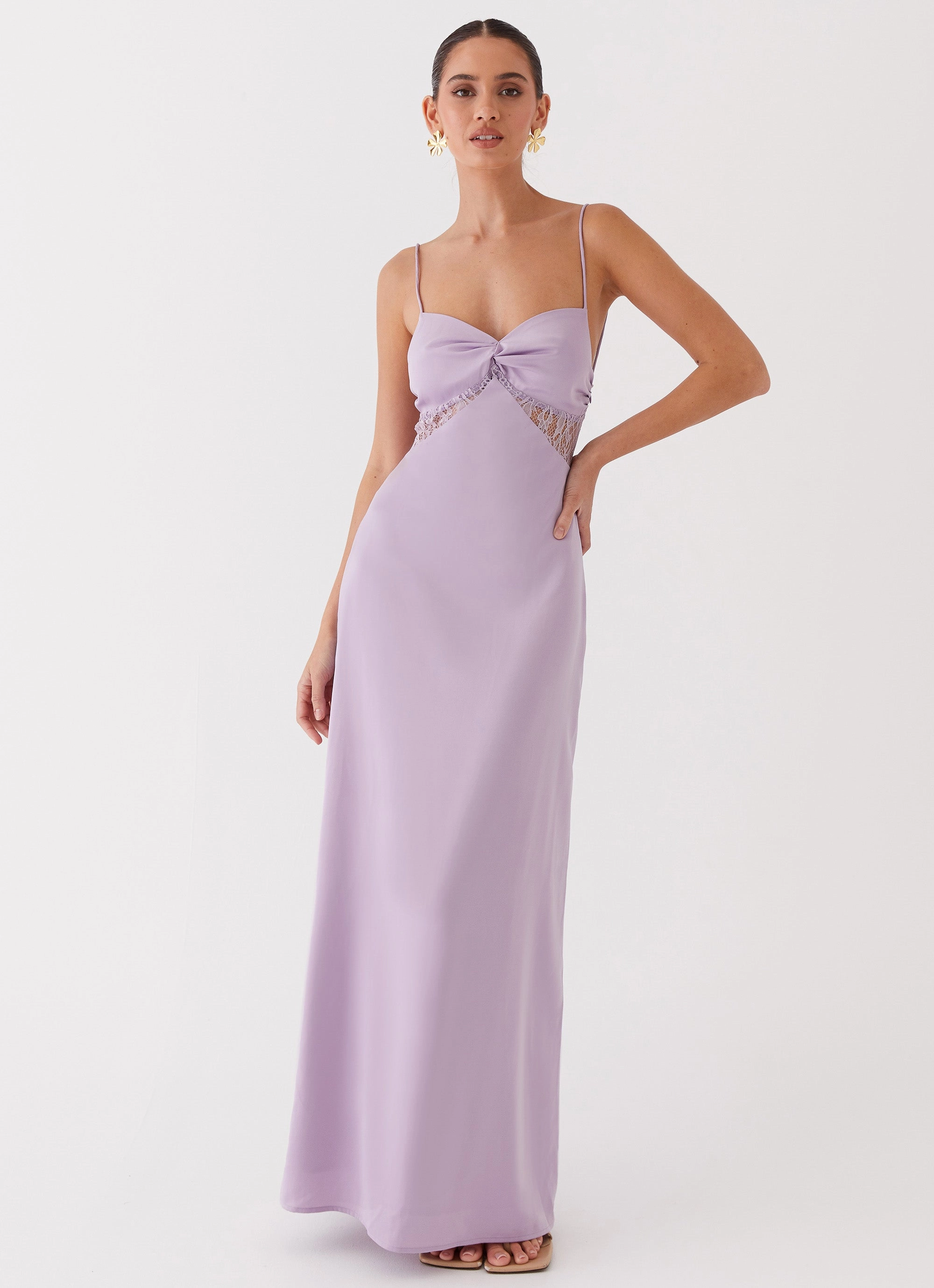 Dream Sight Lace Satin Maxi Dress - Lilac Chic Comfort