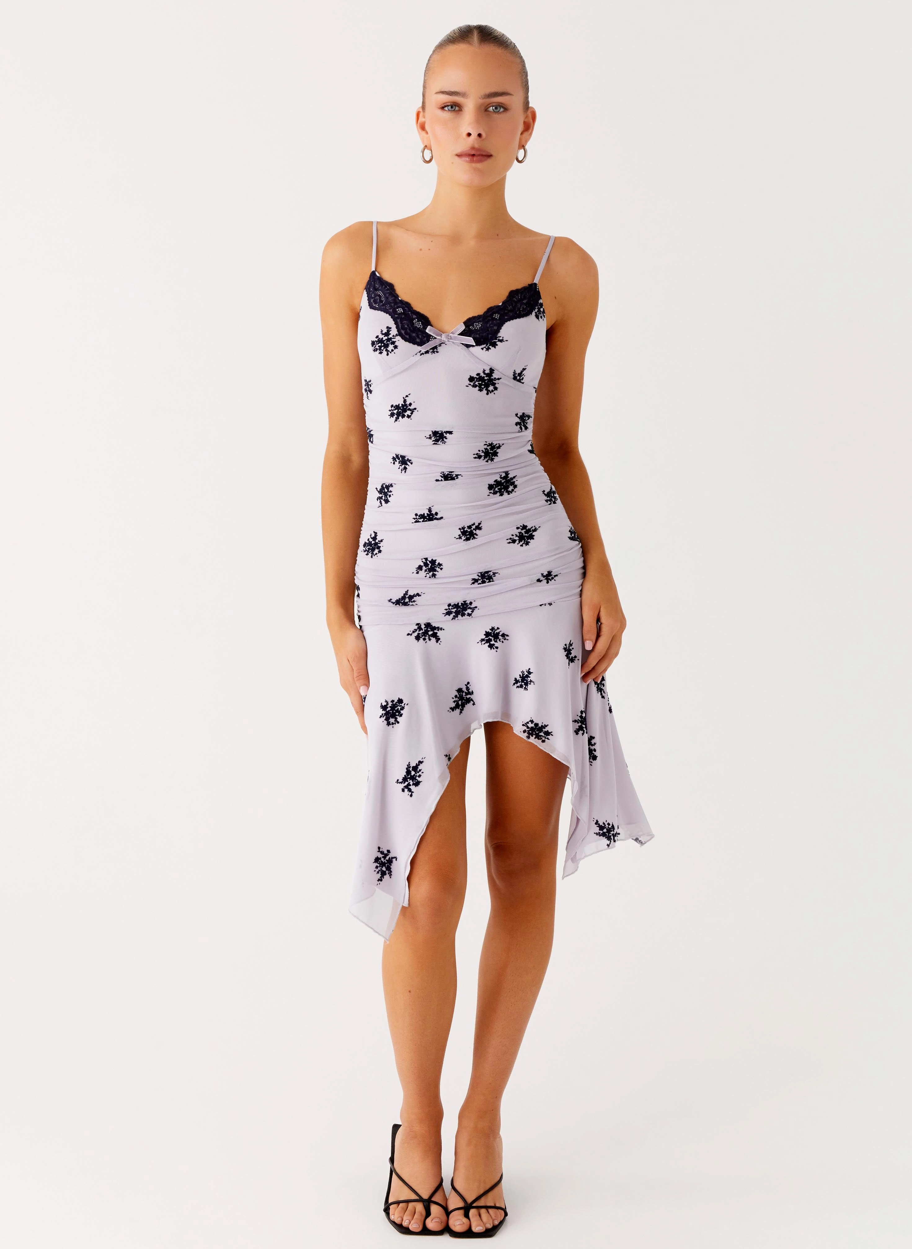 Solid-color Free Step Amor Flock Hanky Mini Dress - Lilac