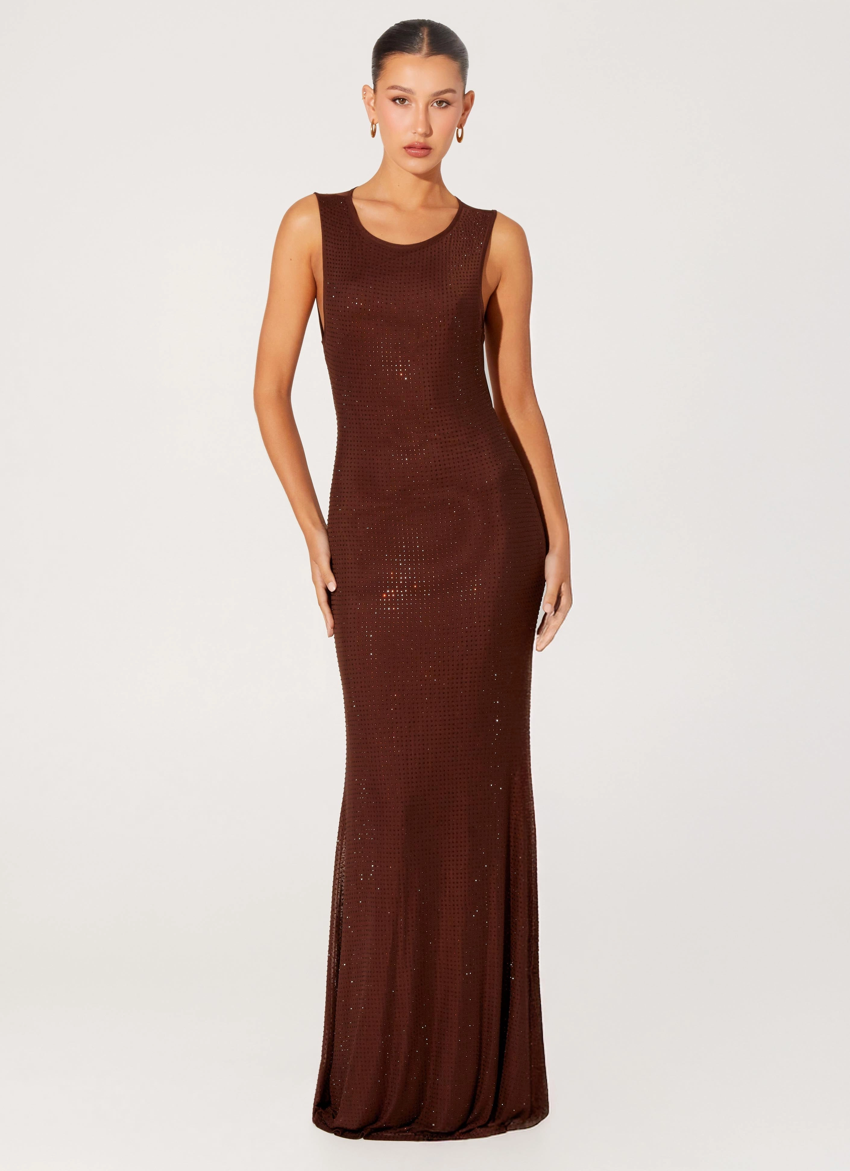 Hot Sequins Maxi Dress - Chocolate countryside