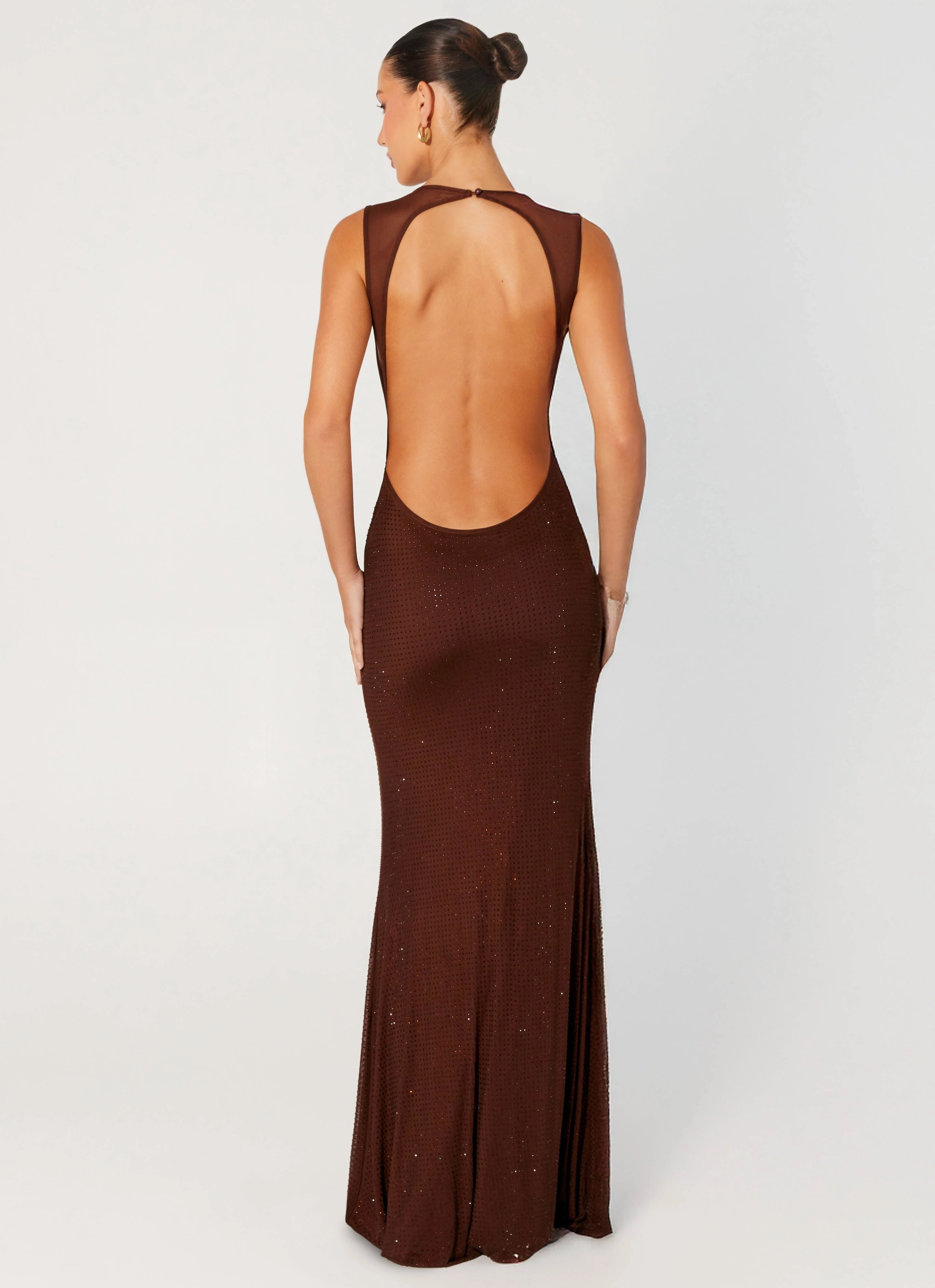 Easy Movement Hot Sequins Maxi Dress - Chocolate