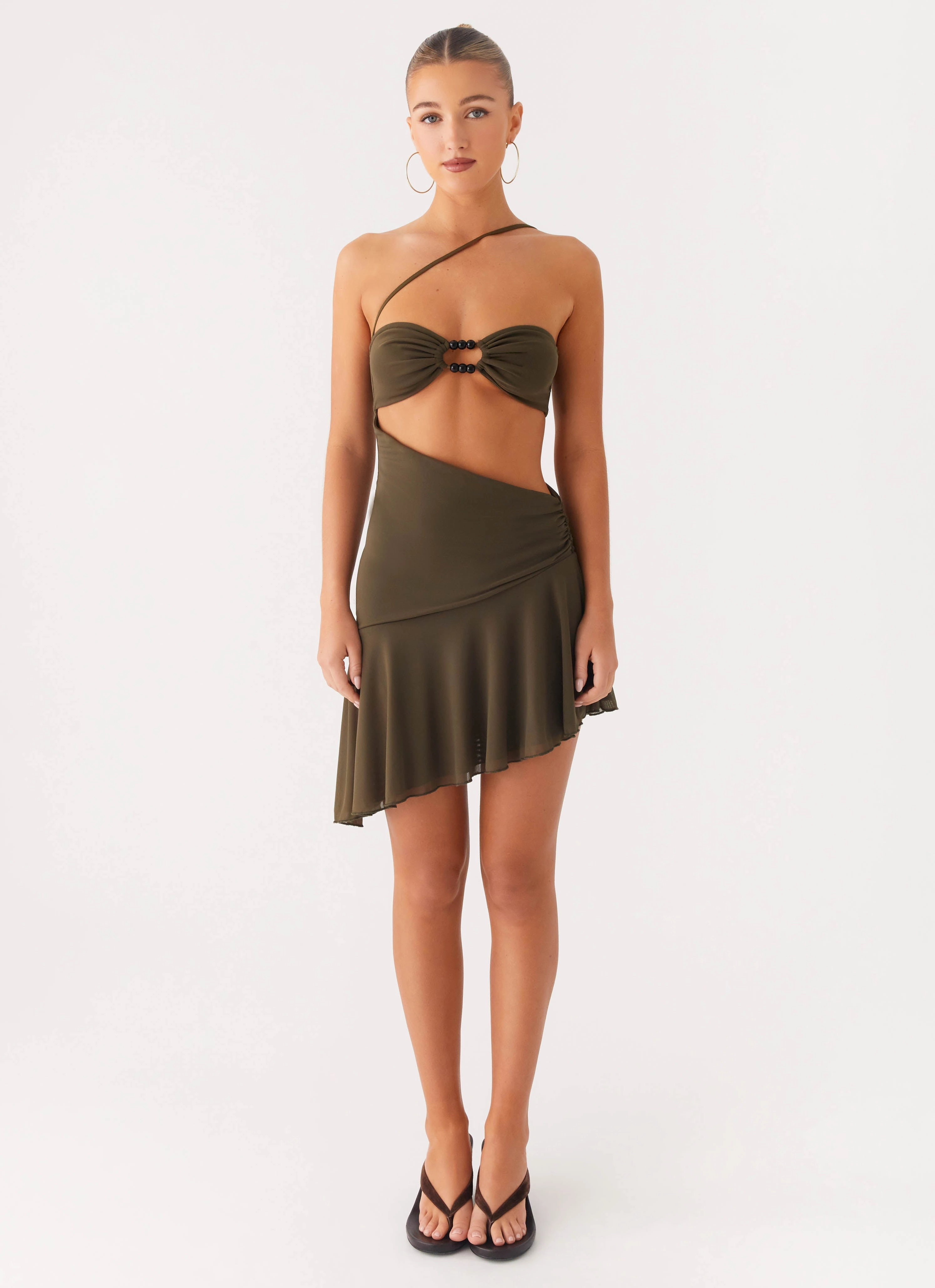 Relaxed Layer Pure Vibes Islander Mini Dress - Khaki