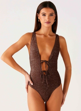 Drifter One Piece Swimsuit - Chocolate Seaside Escape