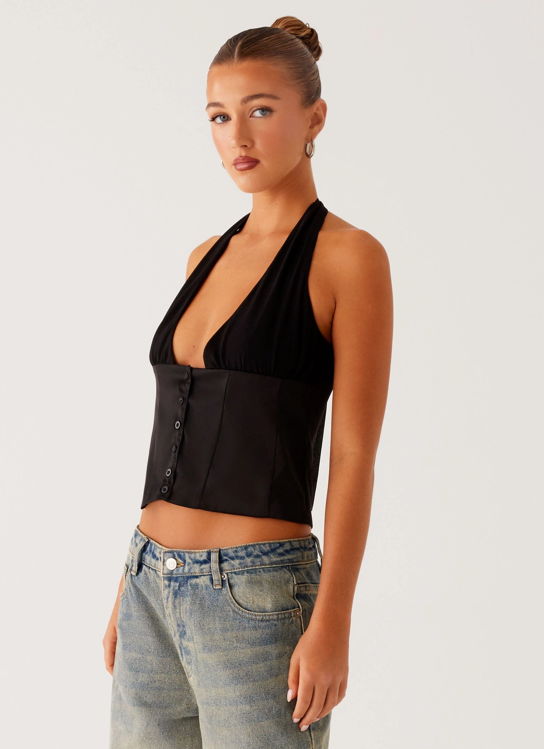 MoistureWickingMaterial Lets Pretend Halterneck Top - Black