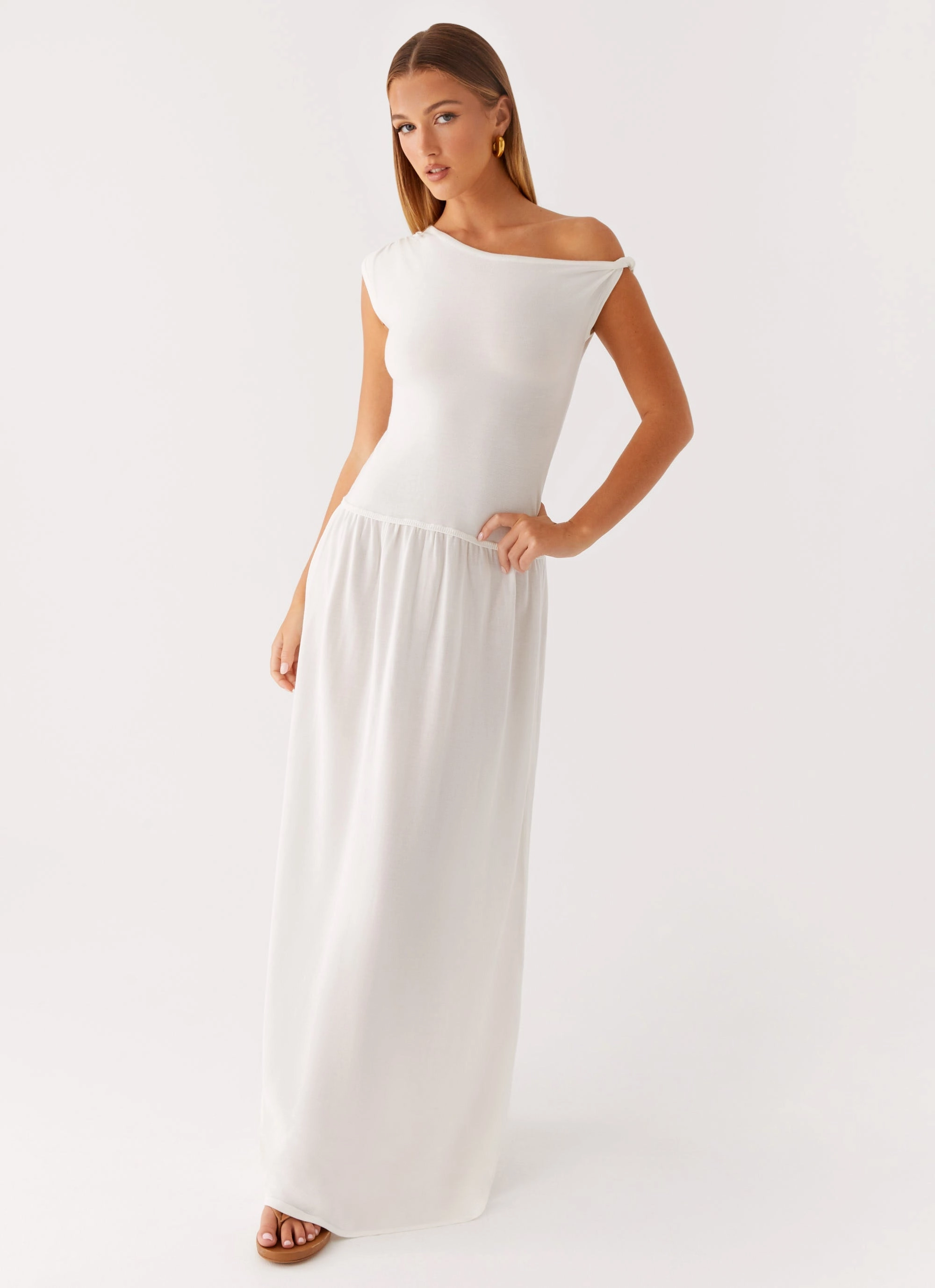 Dreamy Look Ardella One Shoulder Maxi Dress - Ivory