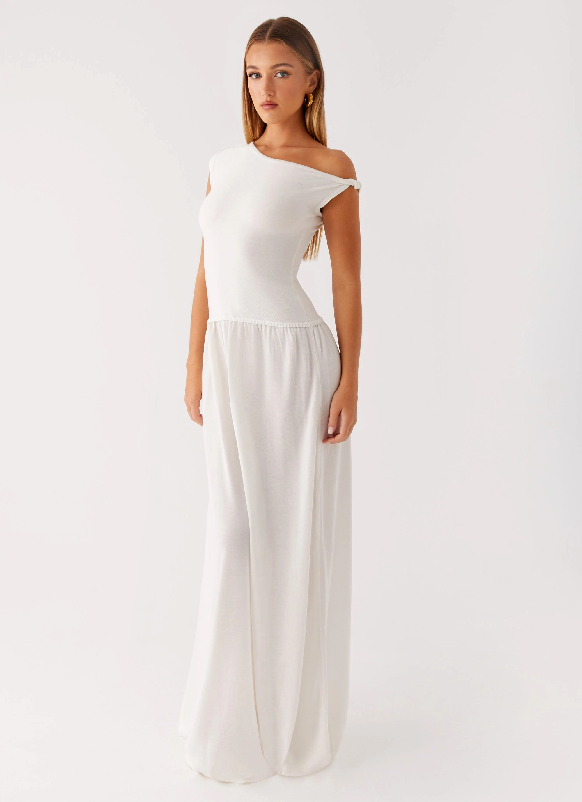 Ardella One Shoulder Maxi Dress - Ivory Relaxed-fit gown Daily Go
