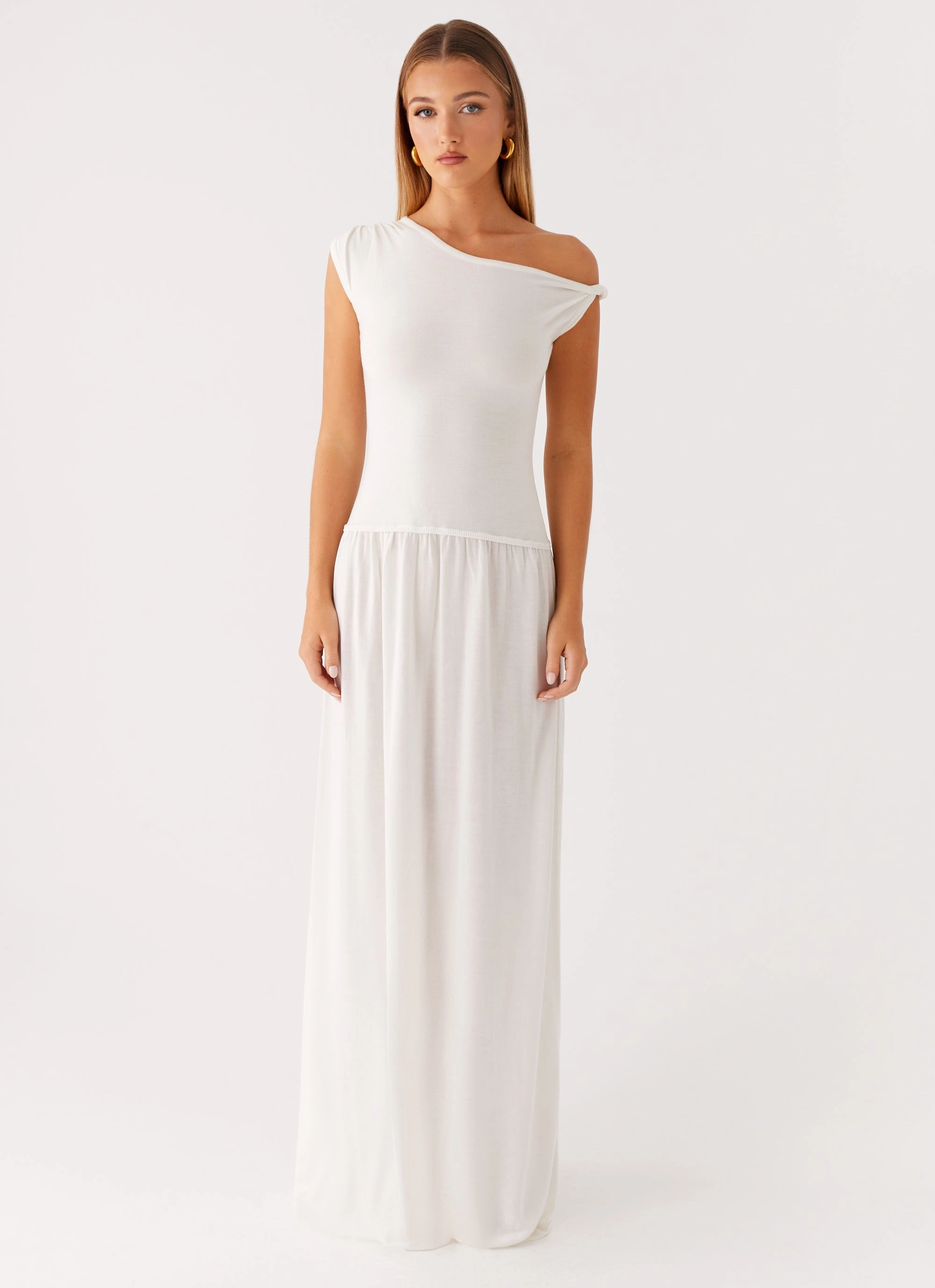 All-Purpose Comfort Dreamy Motion Ardella One Shoulder Maxi Dress - Ivory