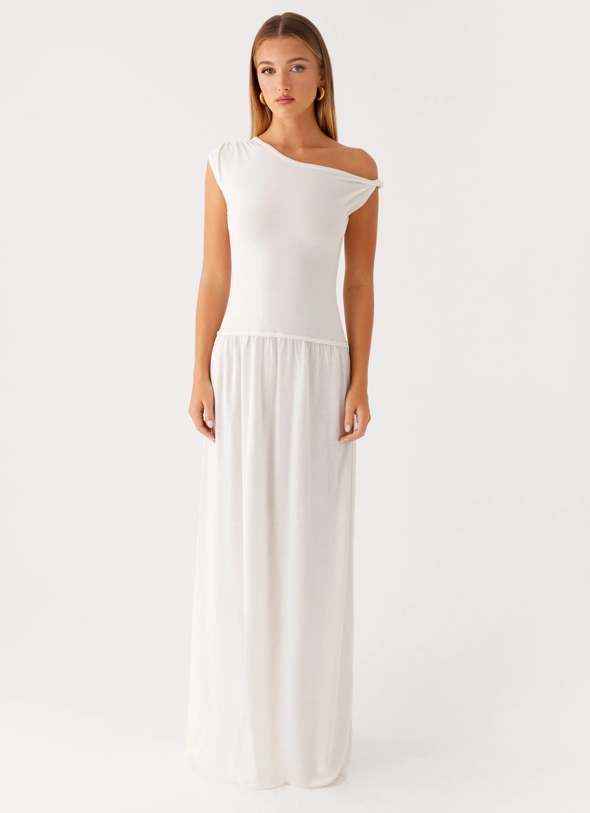 Ardella One Shoulder Maxi Dress - Ivory Stylish Layering Weekend Fresh