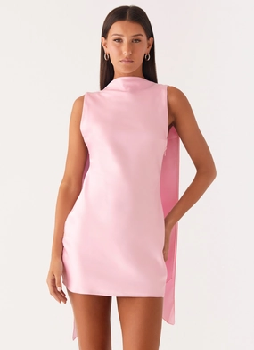Chic Layered Wear Cerina High Neck Mini Dress - Pink