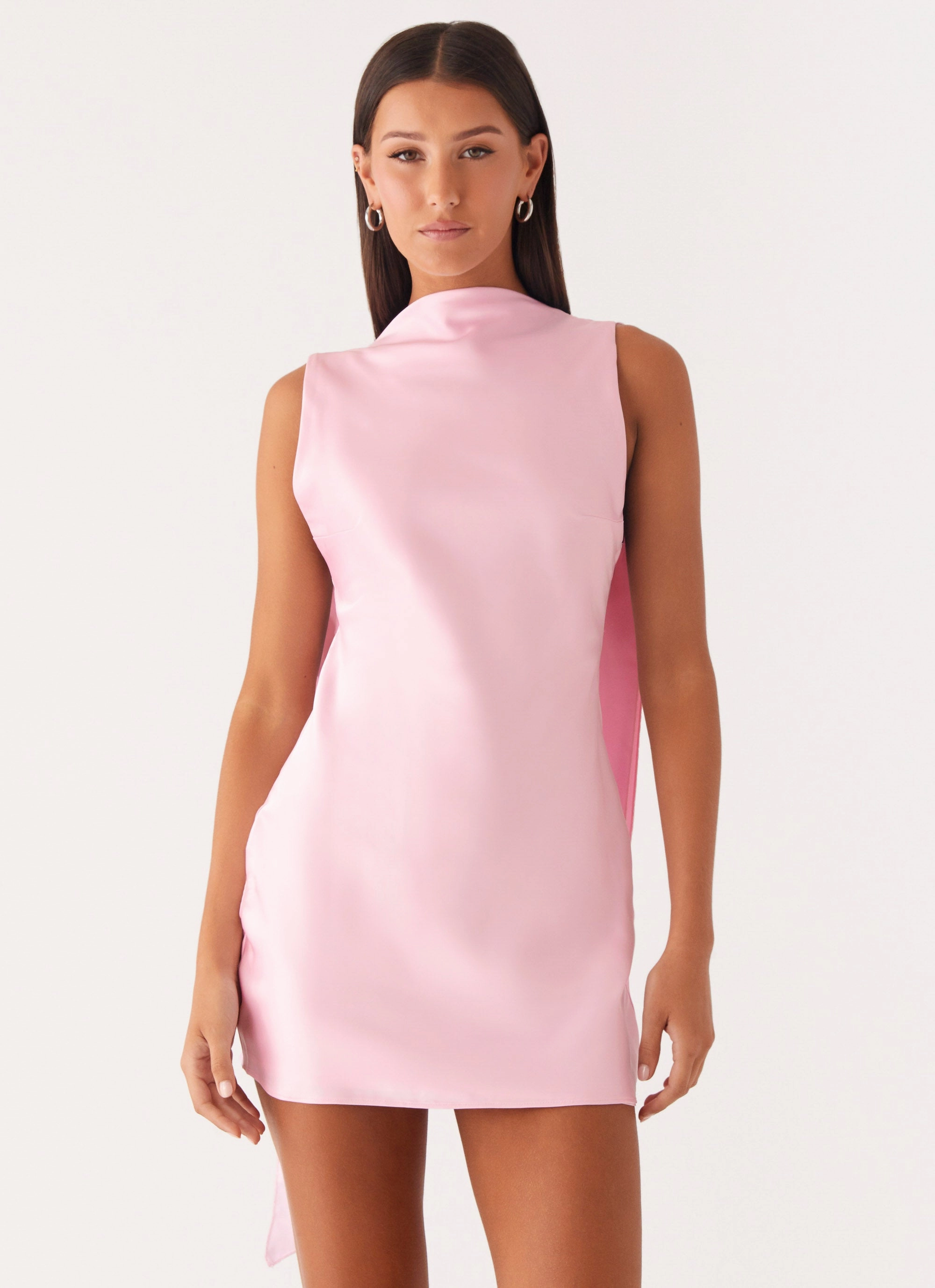 ReversibleStyle Cerina High Neck Mini Dress - Pink