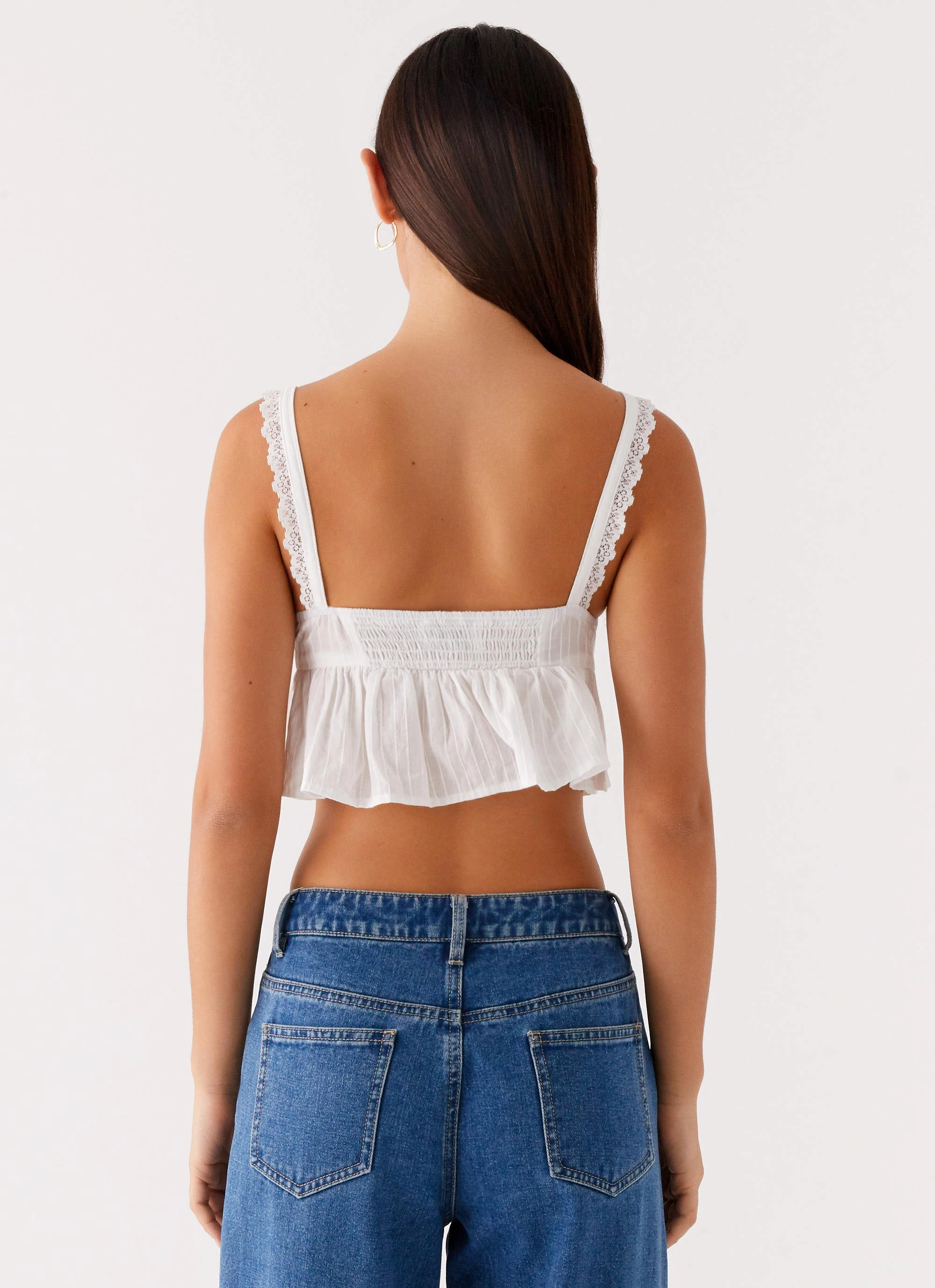 Classic Crew Neck LowProfile Zipper Elliana Cami Top - White