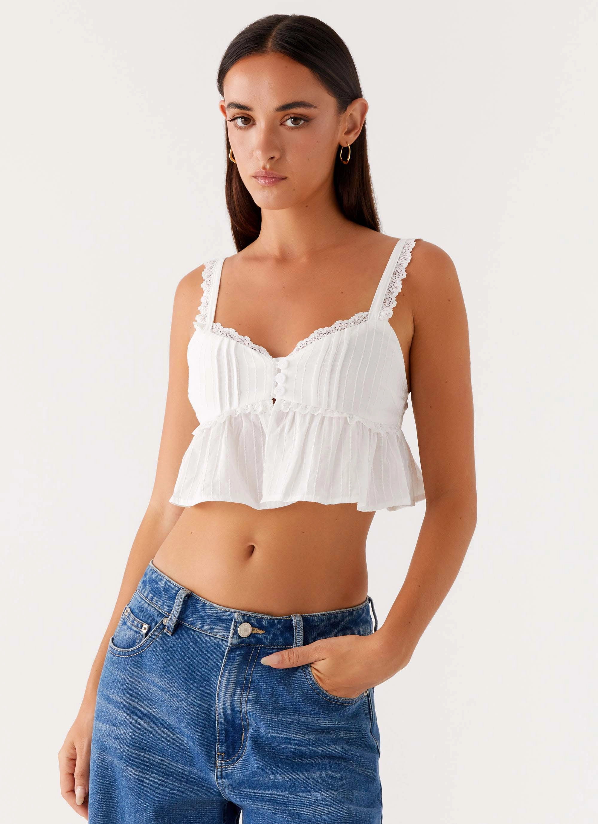 Hidden Storage Pocket EcoCertified Elliana Cami Top - White