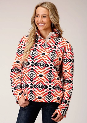 Roper Womens Grey/Orange Polyester Fleece Jacket Sleek Style