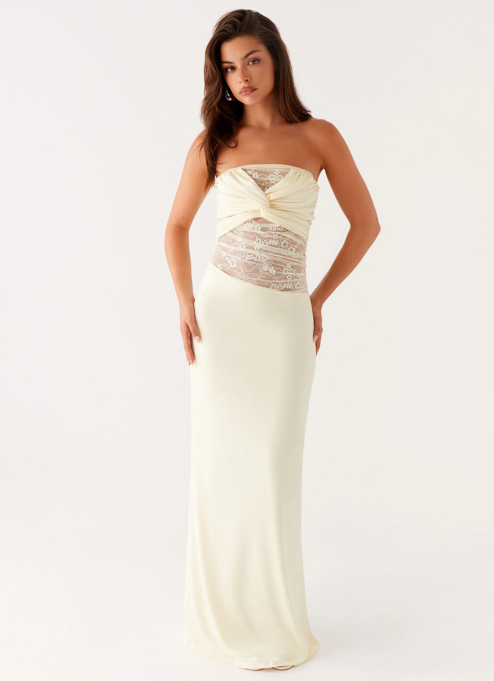 Everyday Piece Layered Style Sweet Energy Strapless Maxi Dress - Yellow