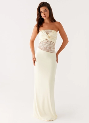 Everyday Piece Layered Style Sweet Energy Strapless Maxi Dress - Yellow