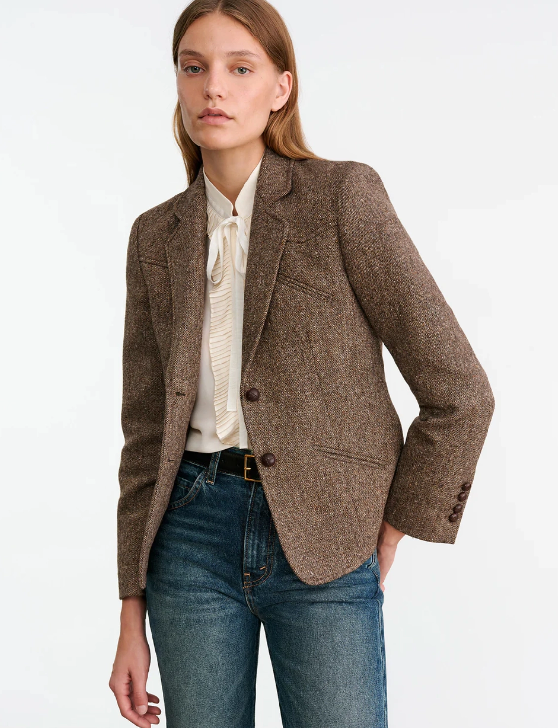 Lyon Jacket in Brown Donegal Relaxed Daily Style