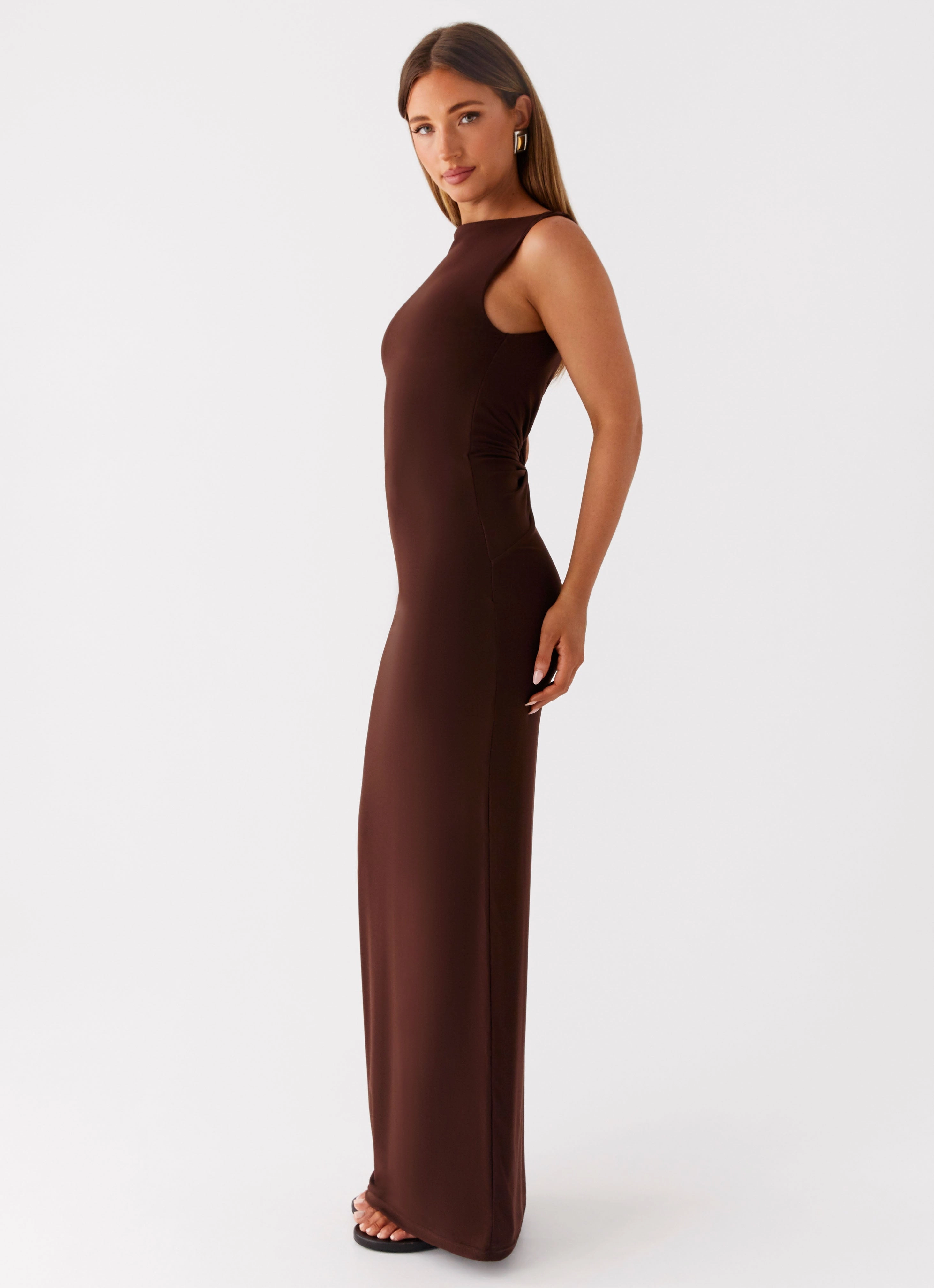 Earthbound Muse Maxi Dress - Chocolate Pose Glow Flattering Style Fit