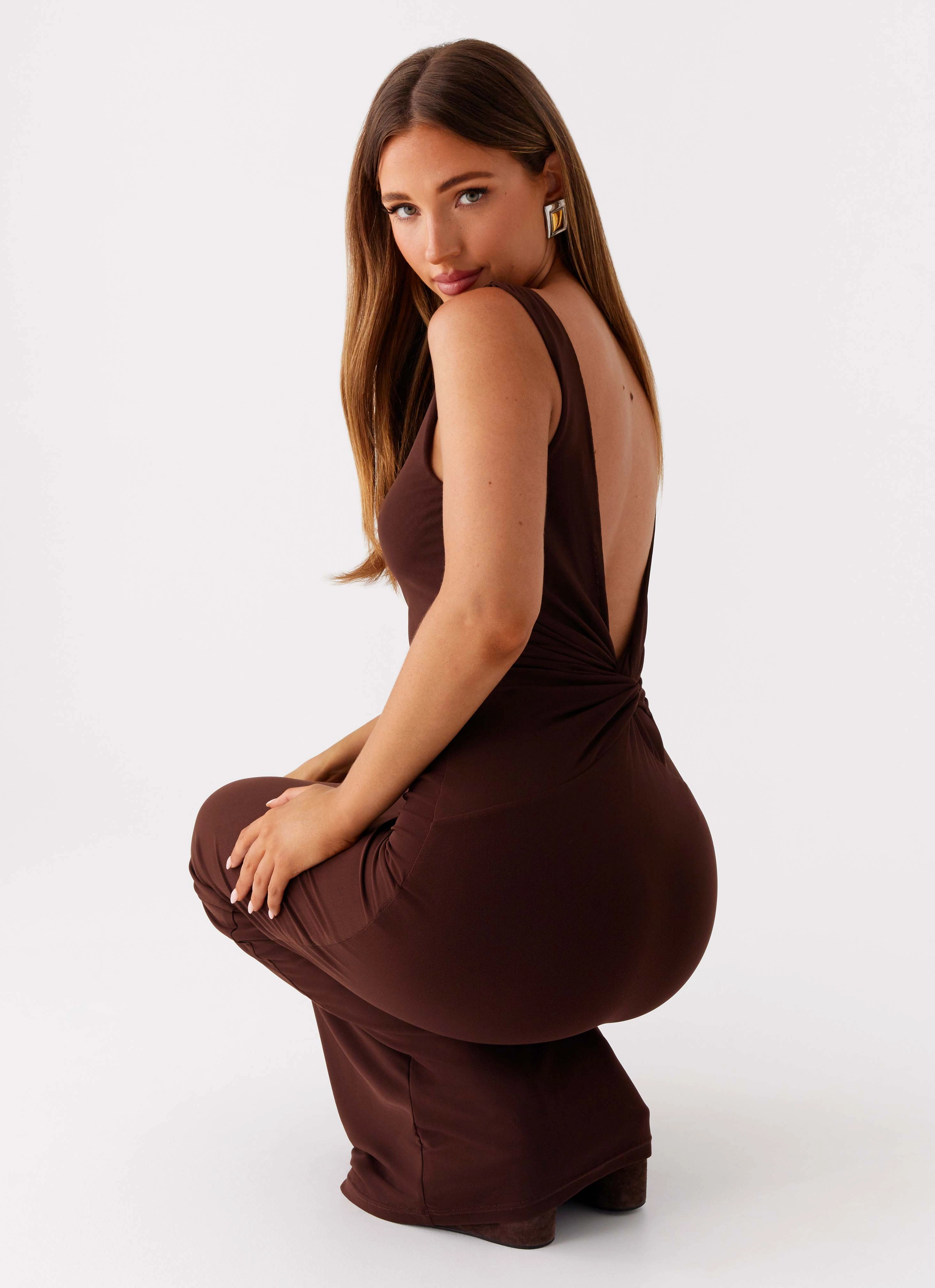 Romantic dinner wear Sophisticated Comfort Earthbound Muse Maxi Dress - Chocolate
