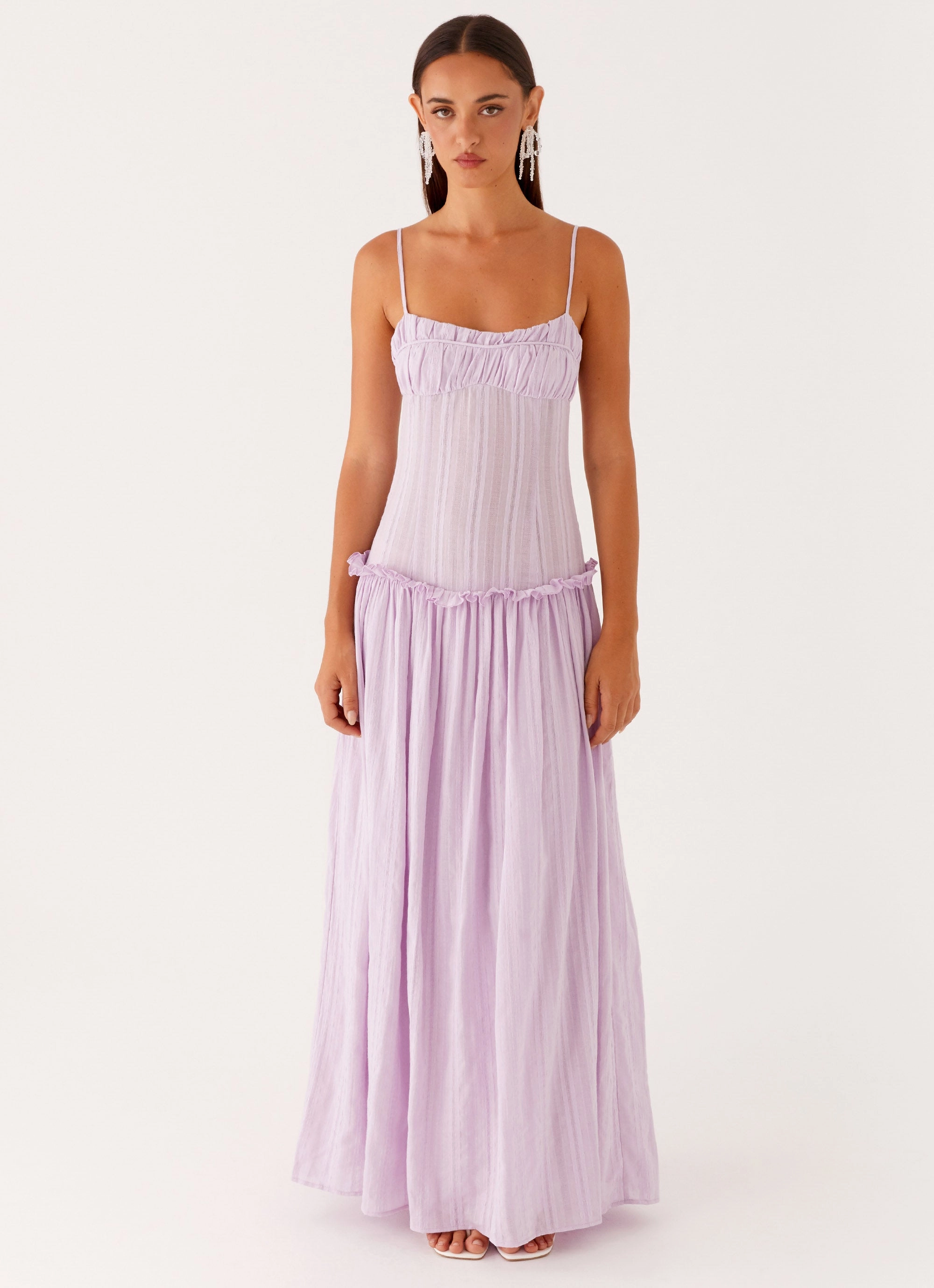 Fresh Style Jacinda Drop Waist Maxi Dress - Lavender