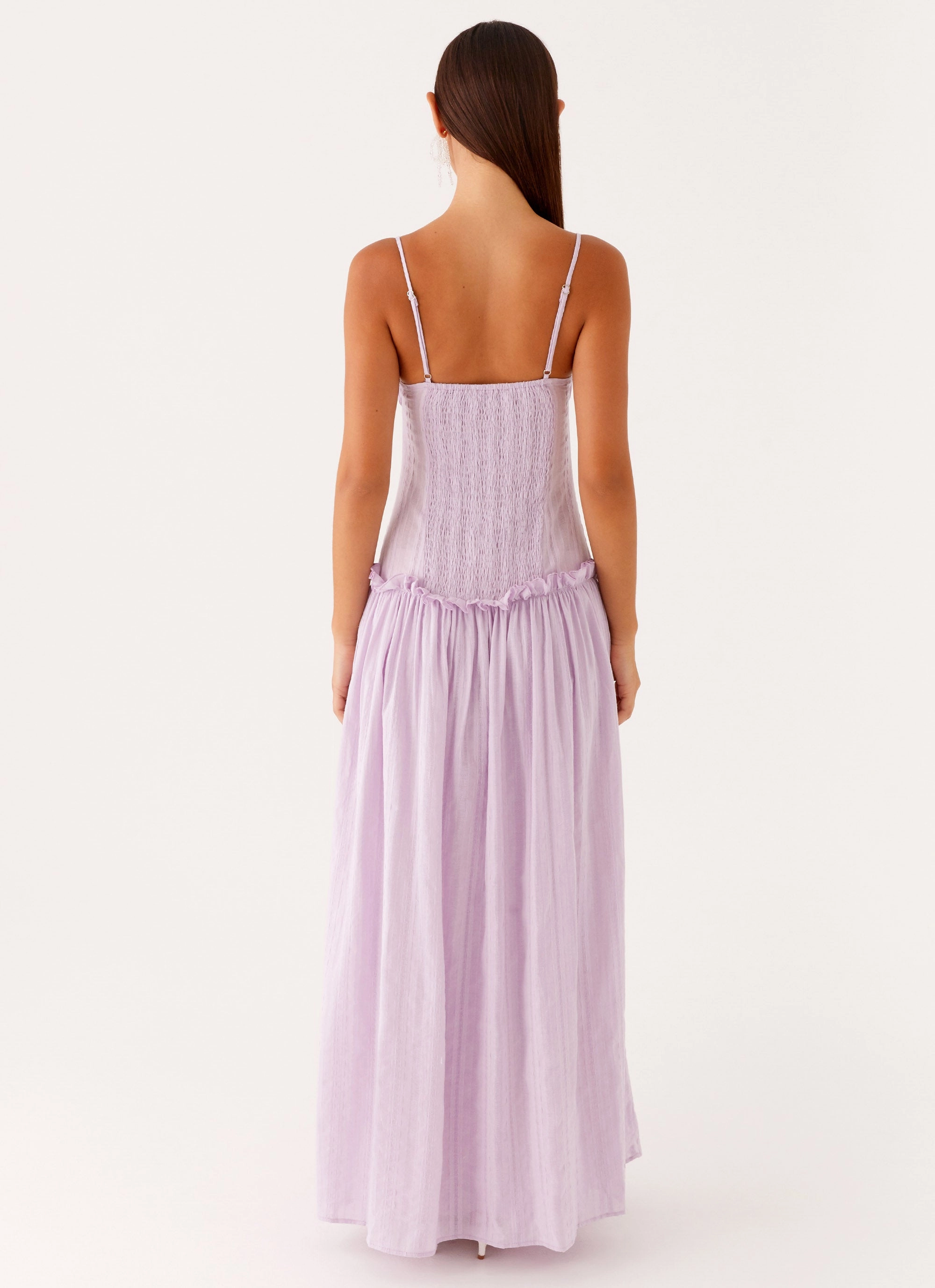 Jacinda Drop Waist Maxi Dress - Lavender Soft Air Travel-Essential