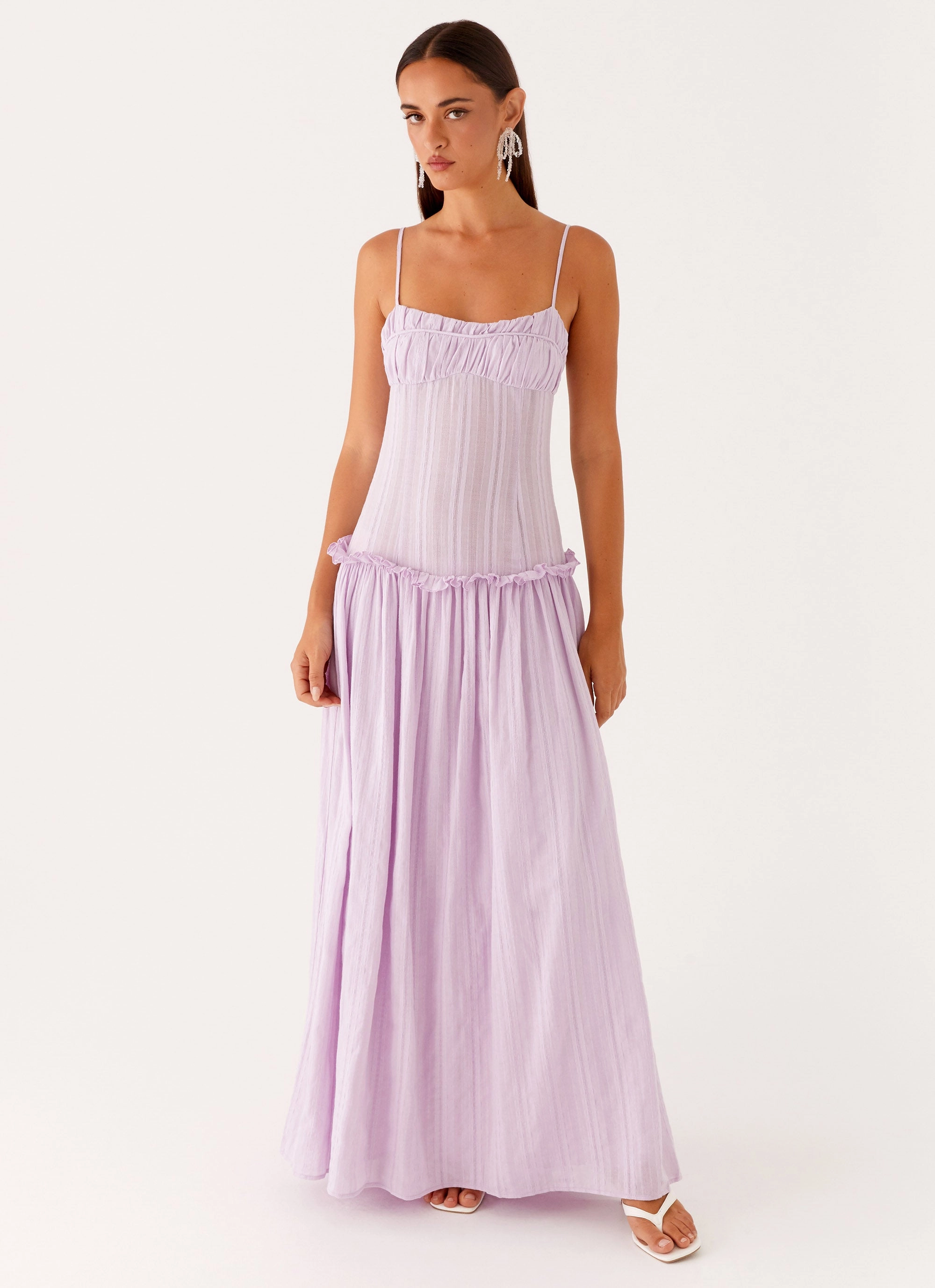 Jacinda Drop Waist Maxi Dress - Lavender Smooth Edge