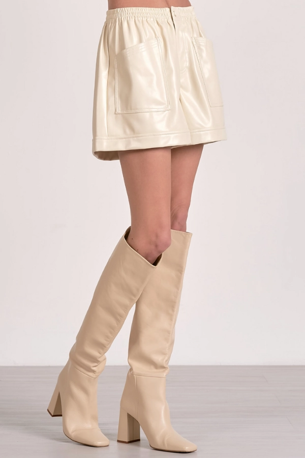 Odor Control Tech NonSlipInnerGrip Easy Breezy Leather Shorts  - White