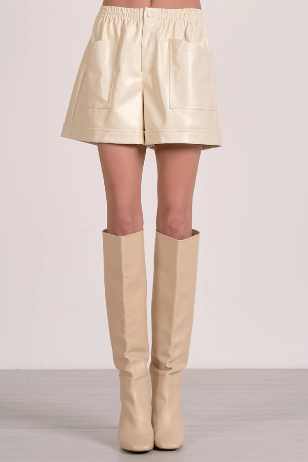 Easy Breezy Leather Shorts  - White Chilly Day Layers