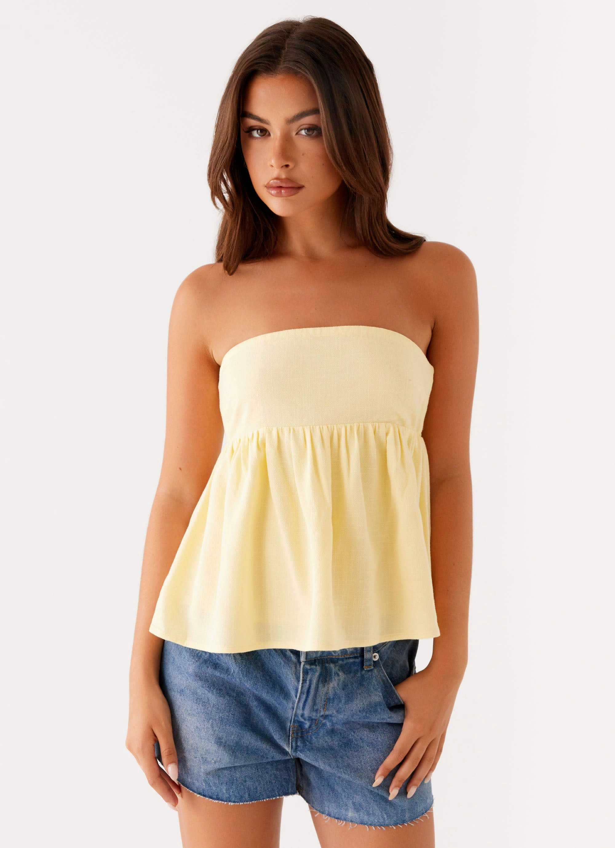 Cassie Tube Top - Yellow Elastic Edge Binding