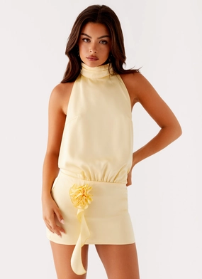 Comfortable Look Birdie Halterneck Mini Dress - Yellow