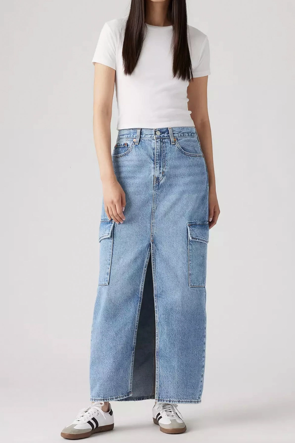 Midweight Texture DoubleLayered Neckline Levi's Ankle Column Cargo Skirt