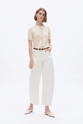 Super High Rise Barrel Leg Denim Jeans - White Odor Control Technology