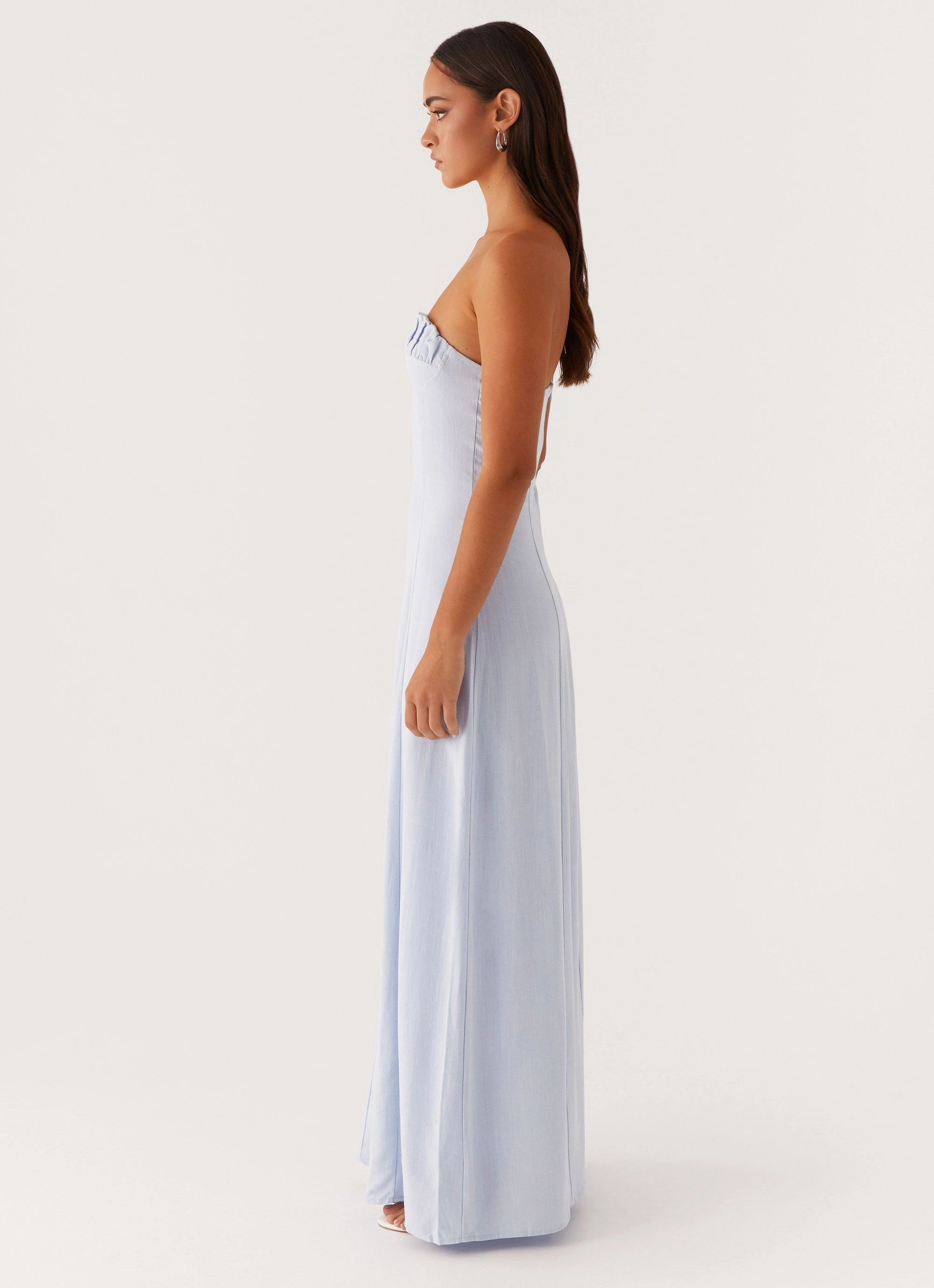 Natural Wrap Night Appeal Tayla Linen Maxi Dress - Blue