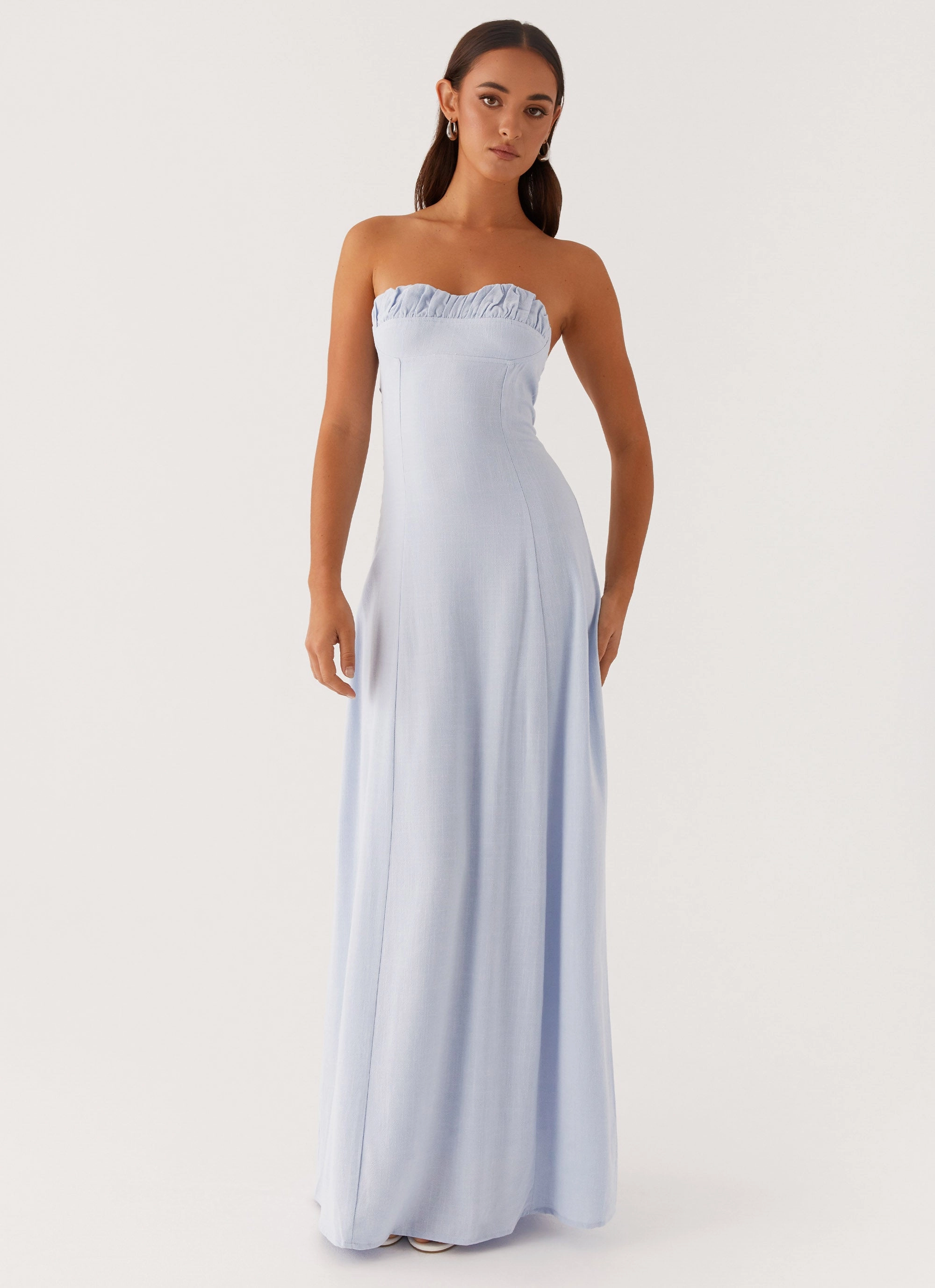 Easy Tones Tayla Linen Maxi Dress - Blue
