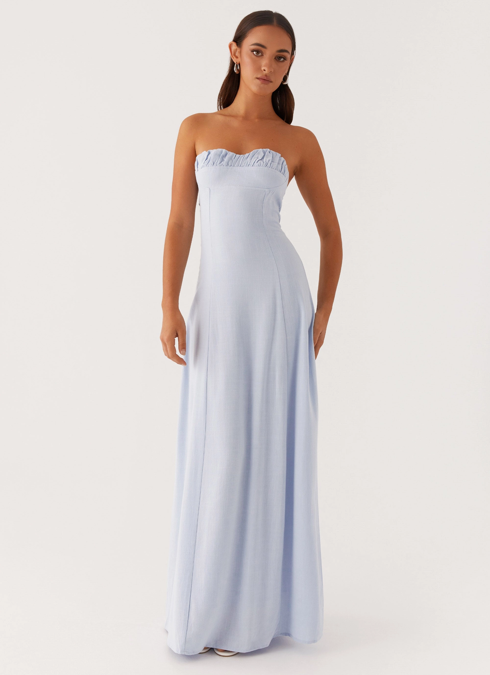 Feminine Energy Tayla Linen Maxi Dress - Blue
