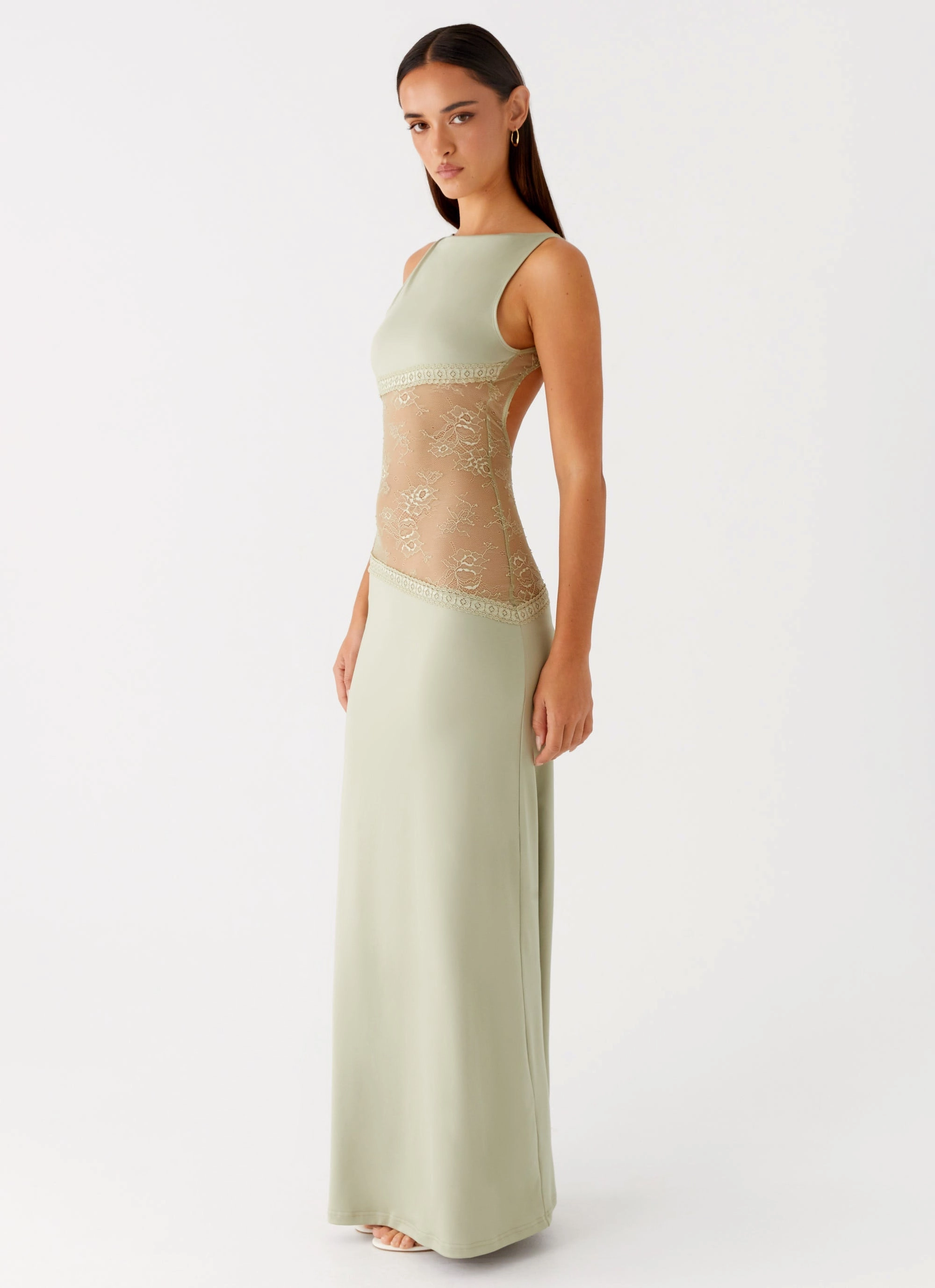 Modern-style Polite Color Lucinda Maxi Dress - Sage