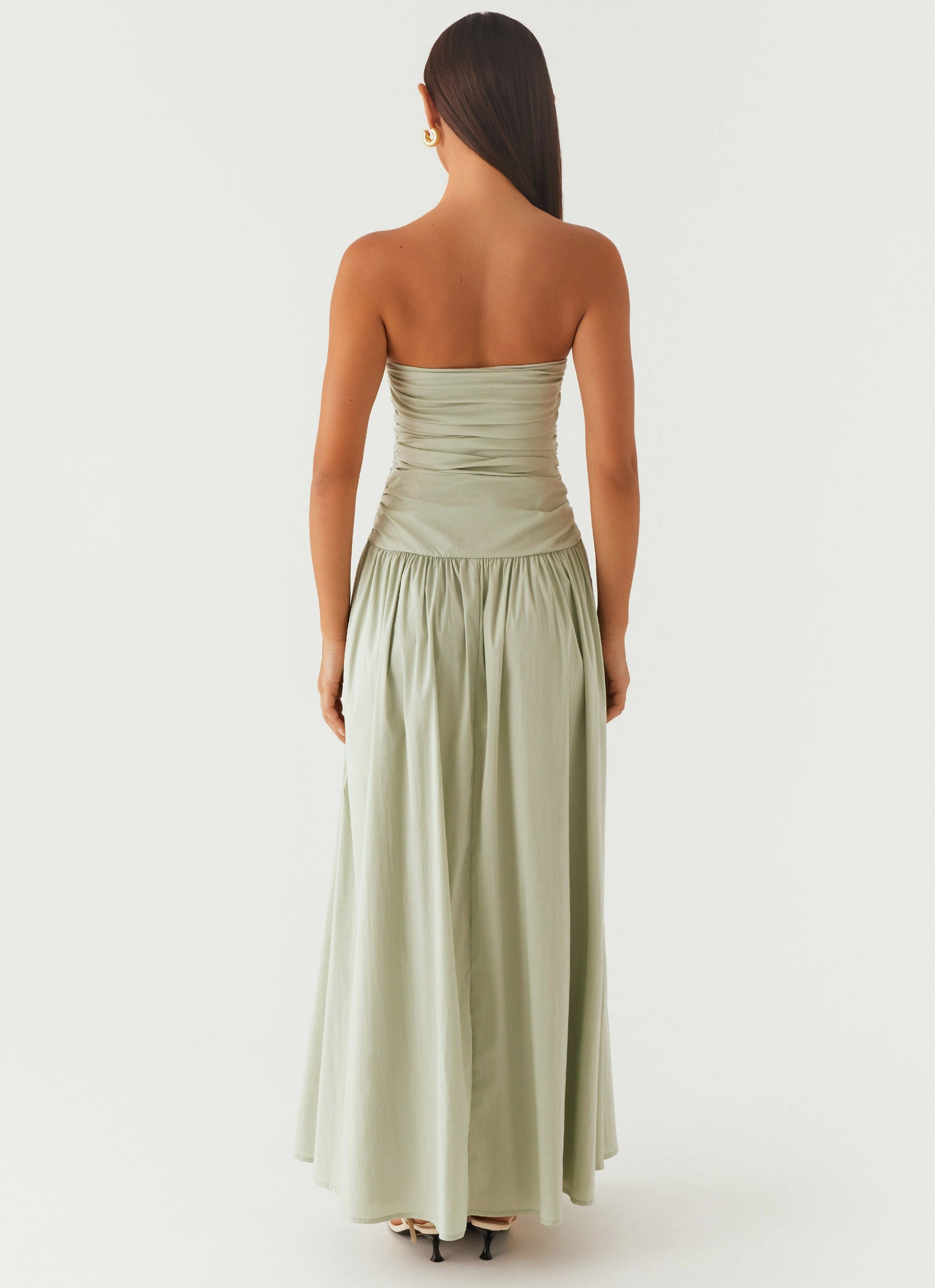 Carmel Maxi Dress - Sage Bell-Sleeve Subtle Stitch