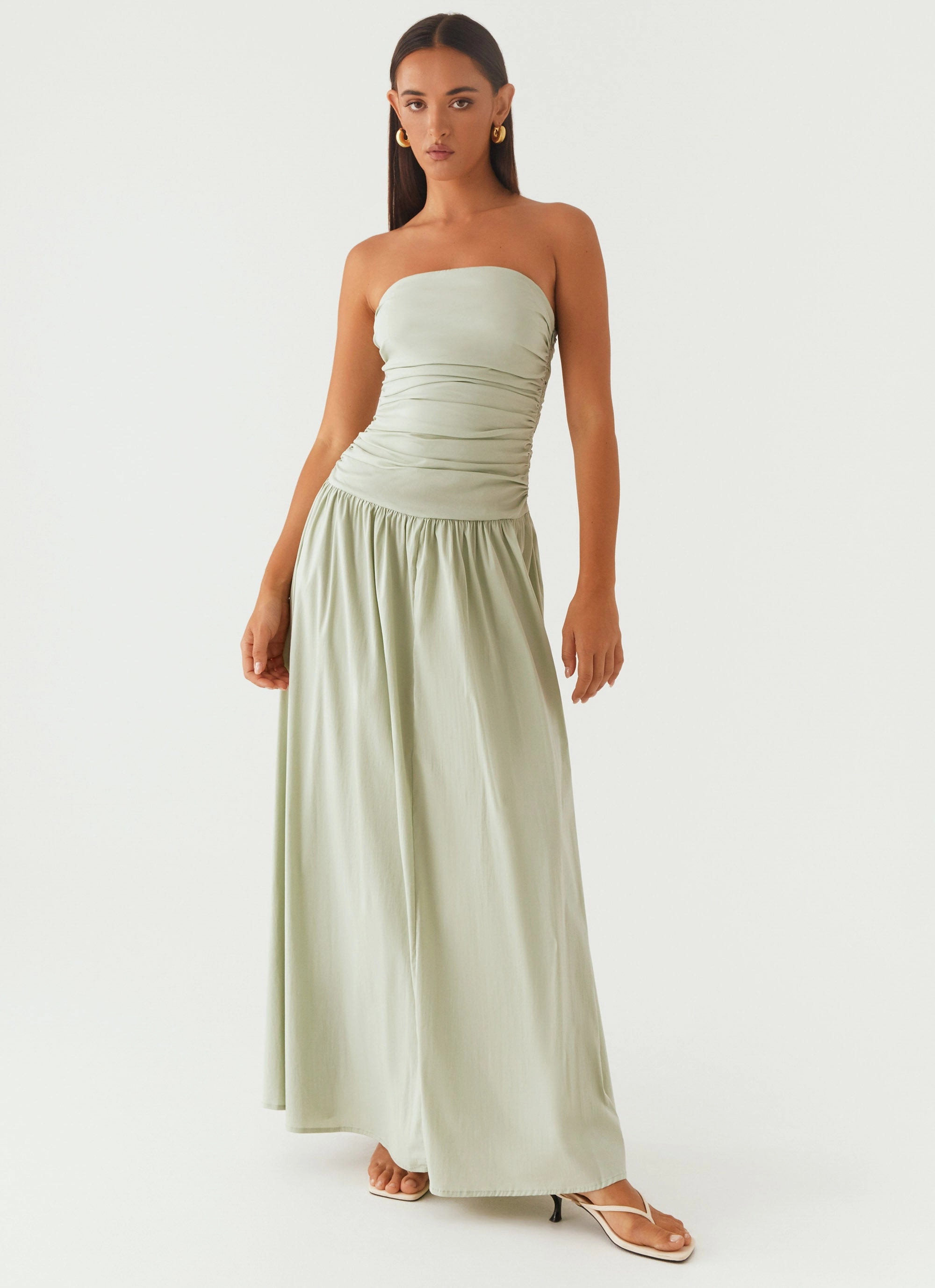 Subtle-Print Carmel Maxi Dress - Sage