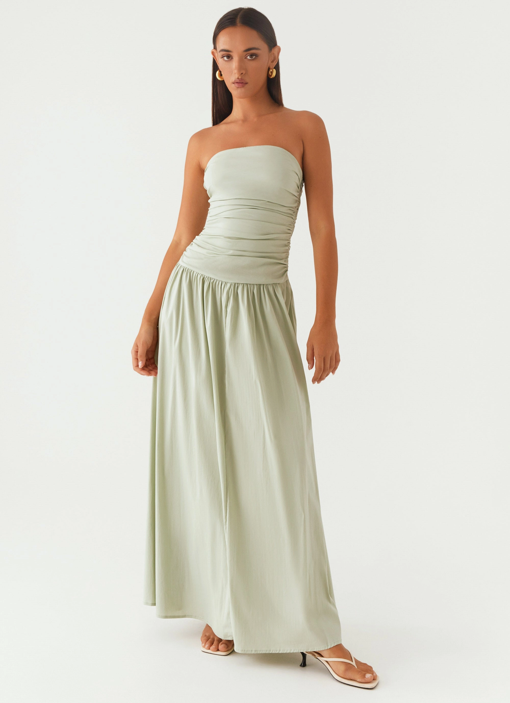 Cafe Vibe Signature-Style Carmel Maxi Dress - Sage