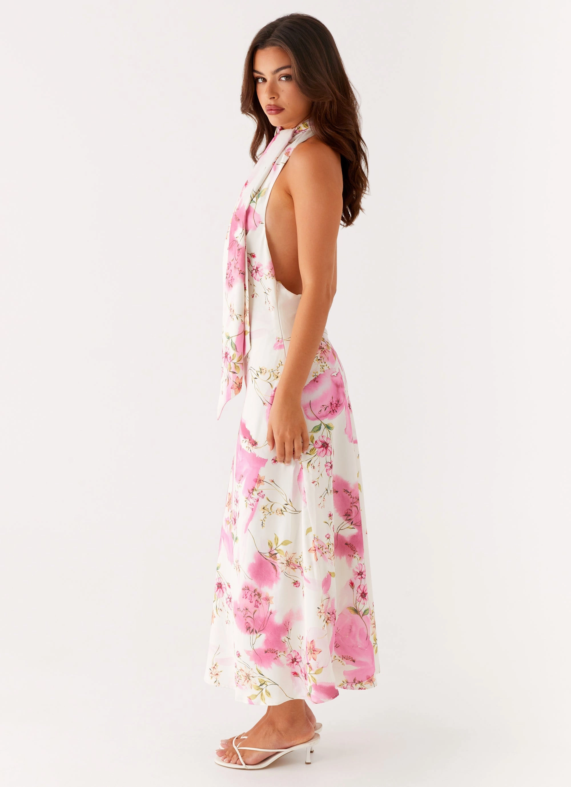 Jensen Midi Dress - Ivory Floral Print Sleek And Stylish