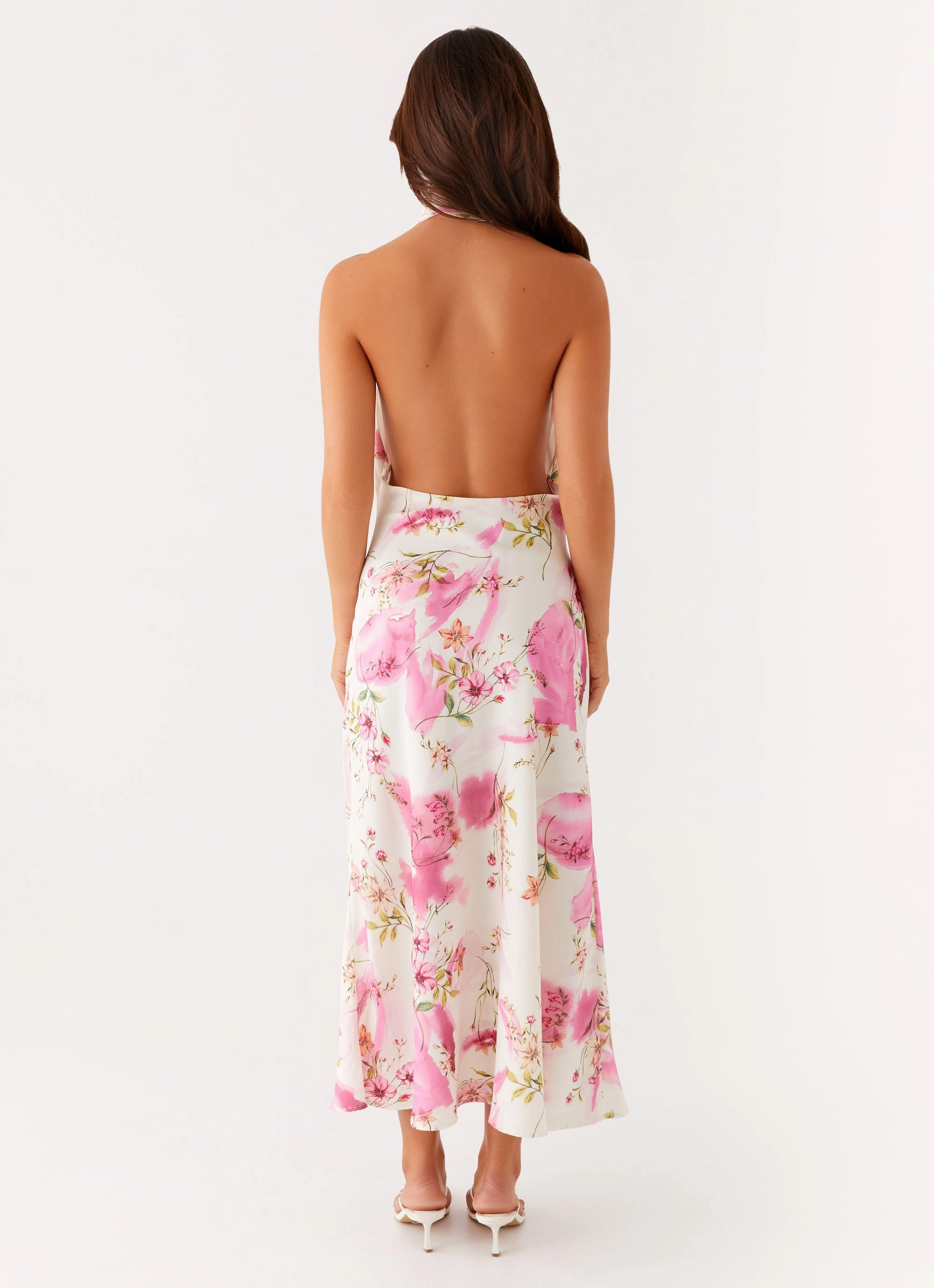 Jensen Midi Dress - Ivory Floral Print Blush Glow