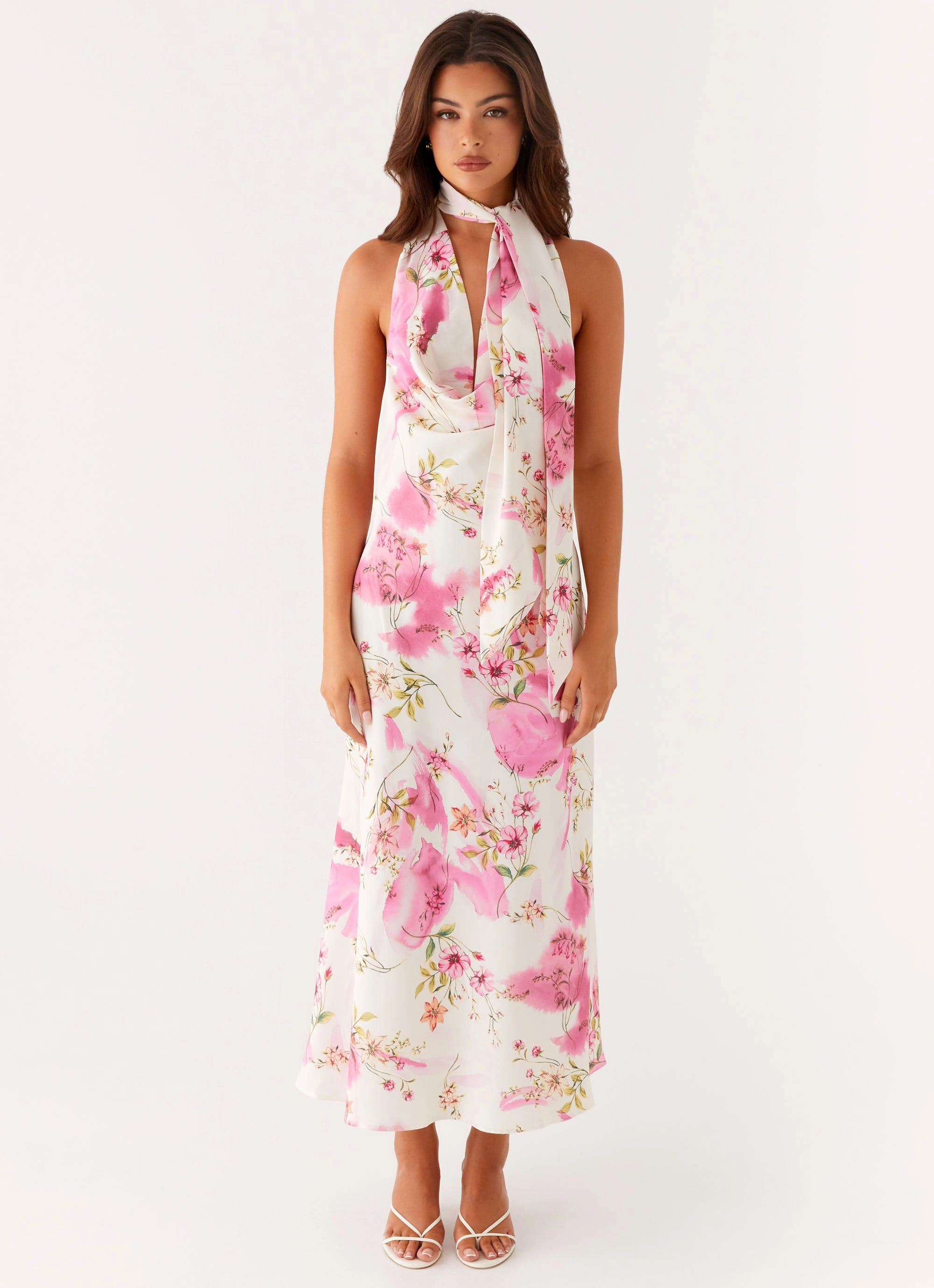 Chic Layers Jensen Midi Dress - Ivory Floral Print