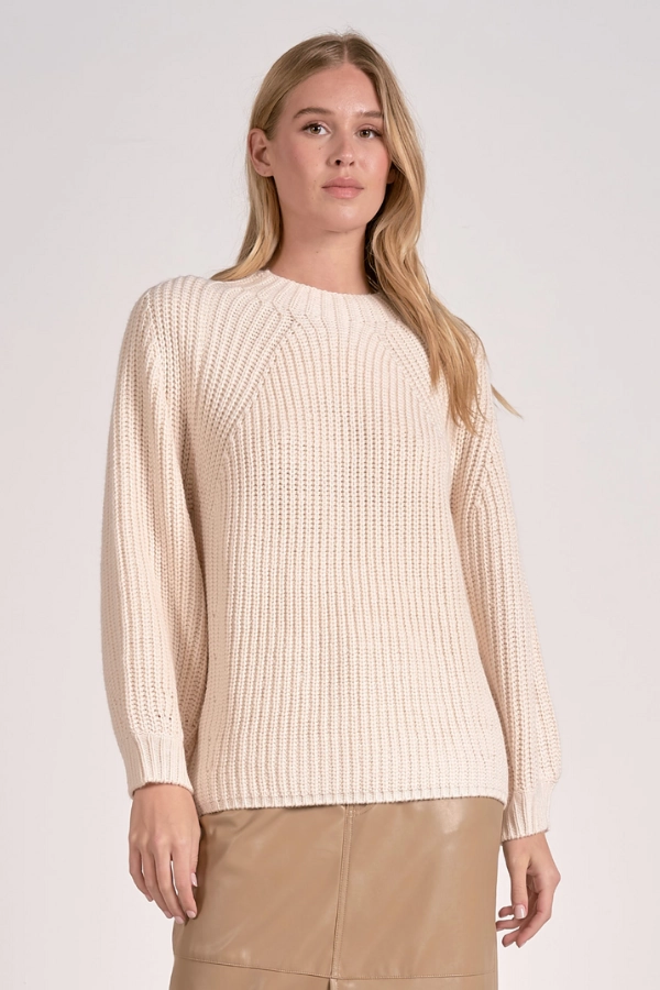 Ribbed Knit Cozy Sweater Layered Panel Design MultiFunctionalDesign