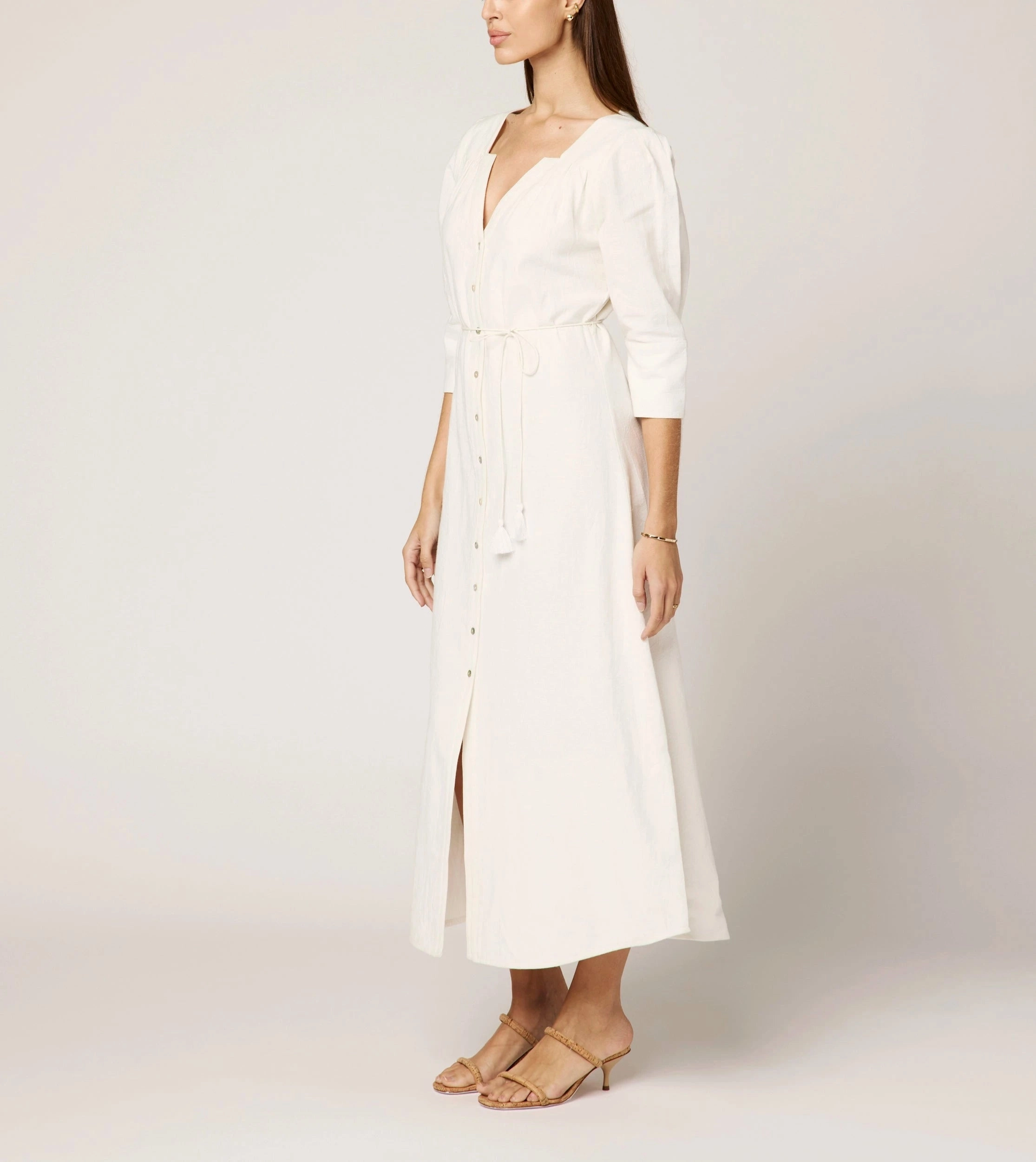 Paria Midi Dress | Ivory Petal Sleeve Architecture Sporty Tee