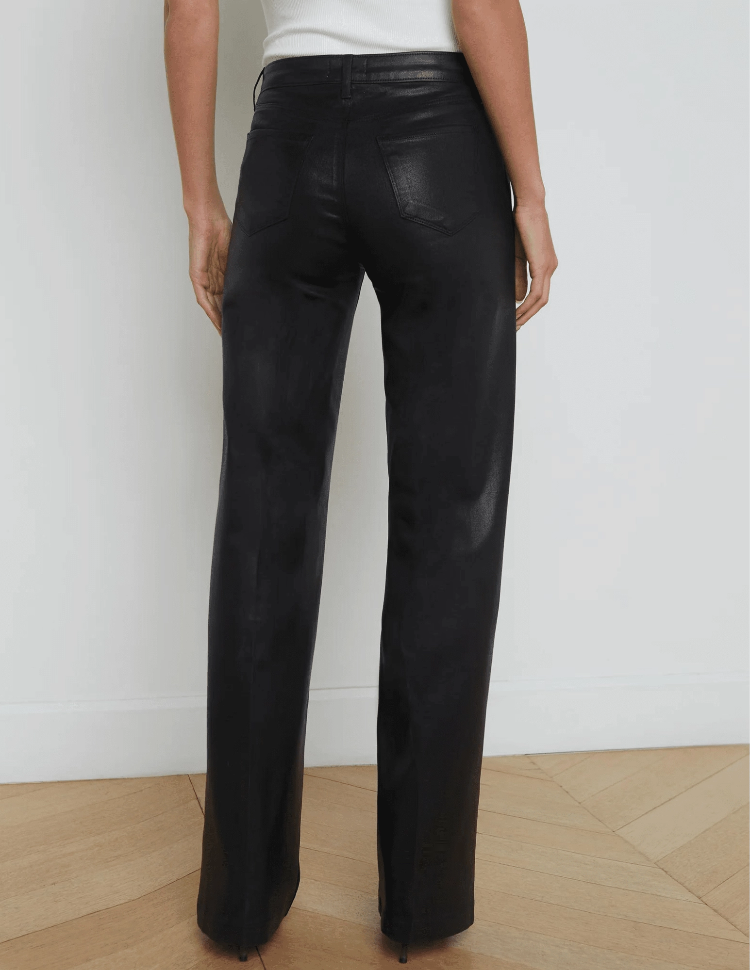 Basic Attire Minimalist Trendy Everyday L??AGENCE Clayton High Rise Wide Leg Coated Jeans in Black Coated