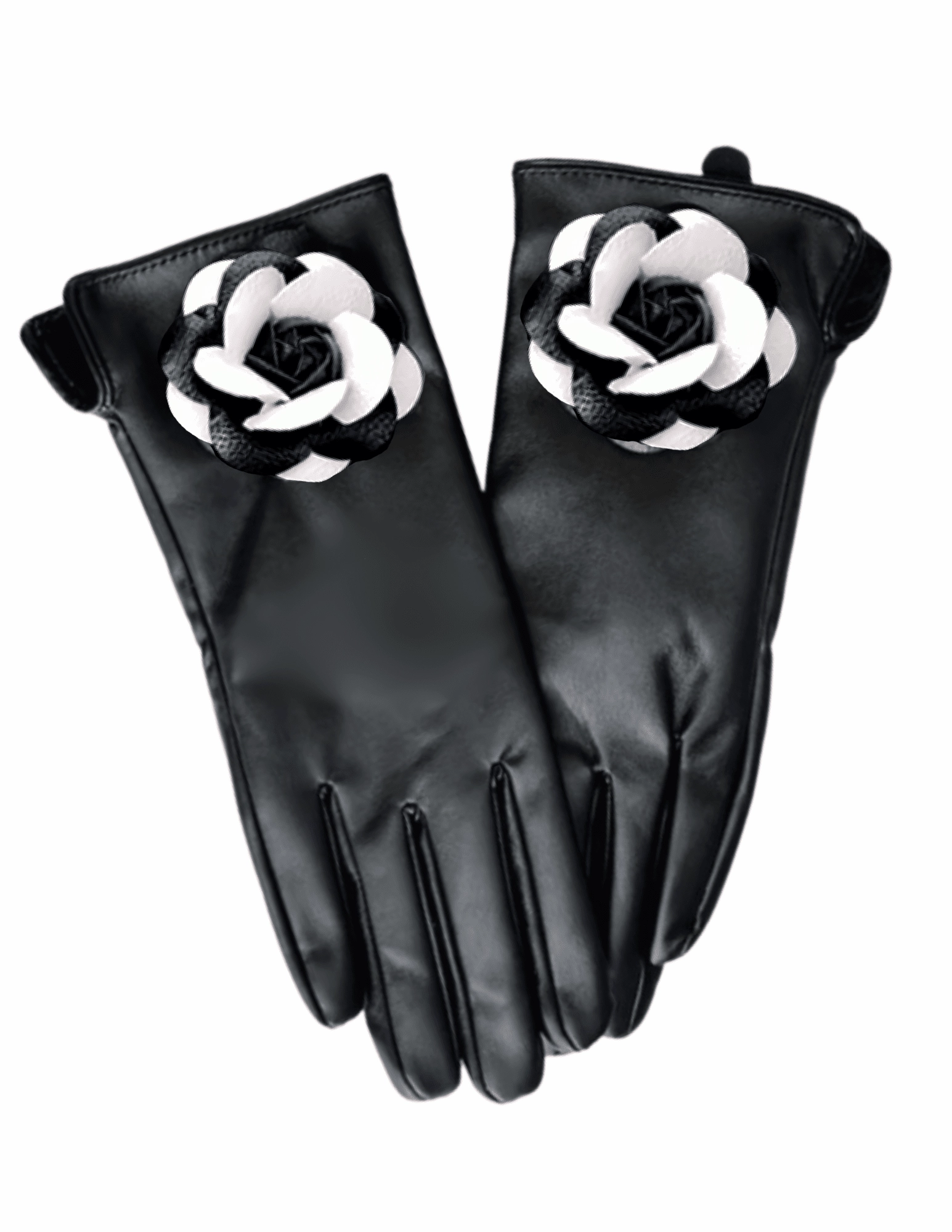Quilted Pattern Snow Day Fleur de Cam??lia Leather Faux Fur Lined Glove